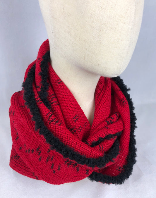 Red merino wool cowl scarf