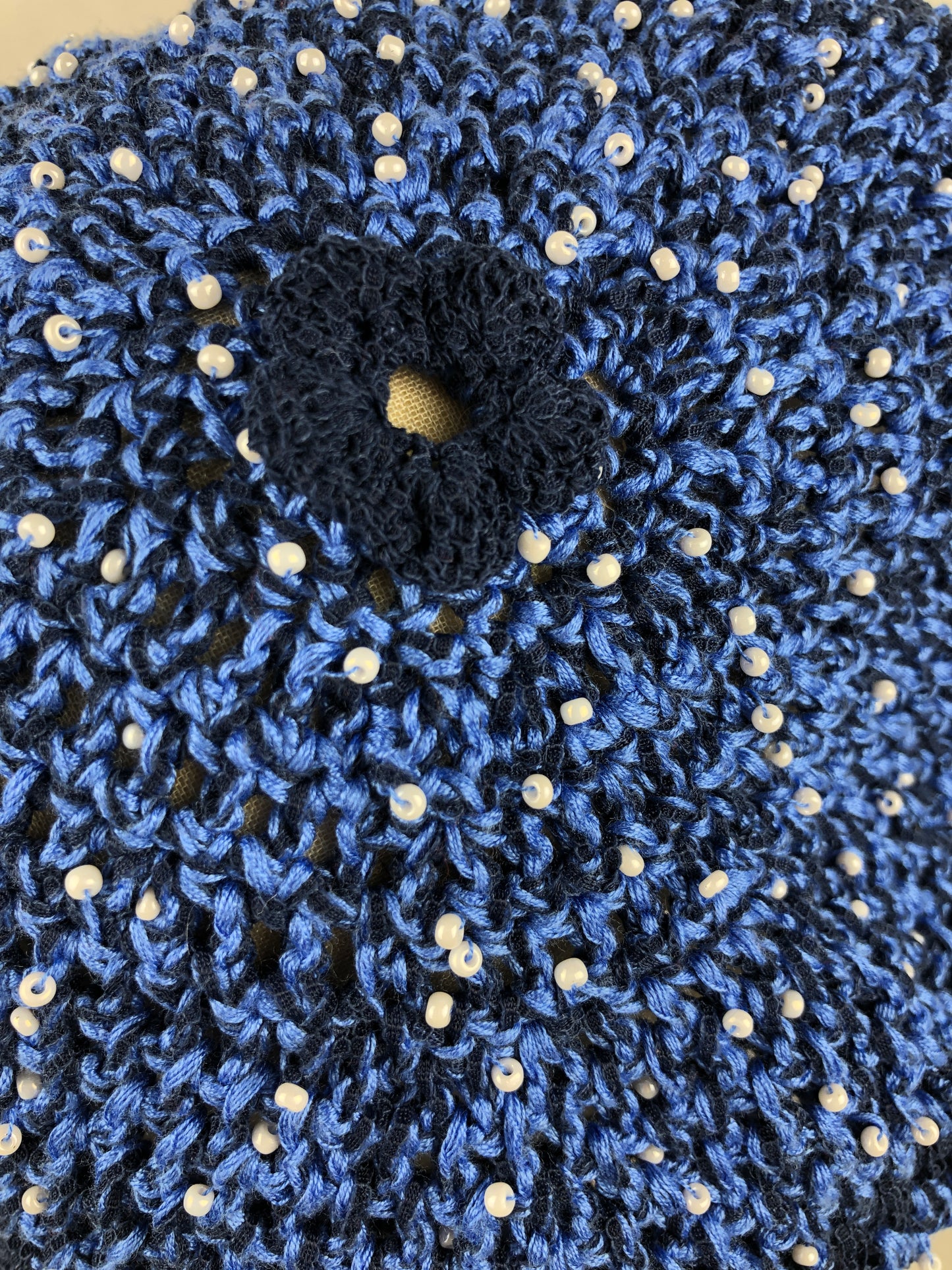 Blue summer beaded beret