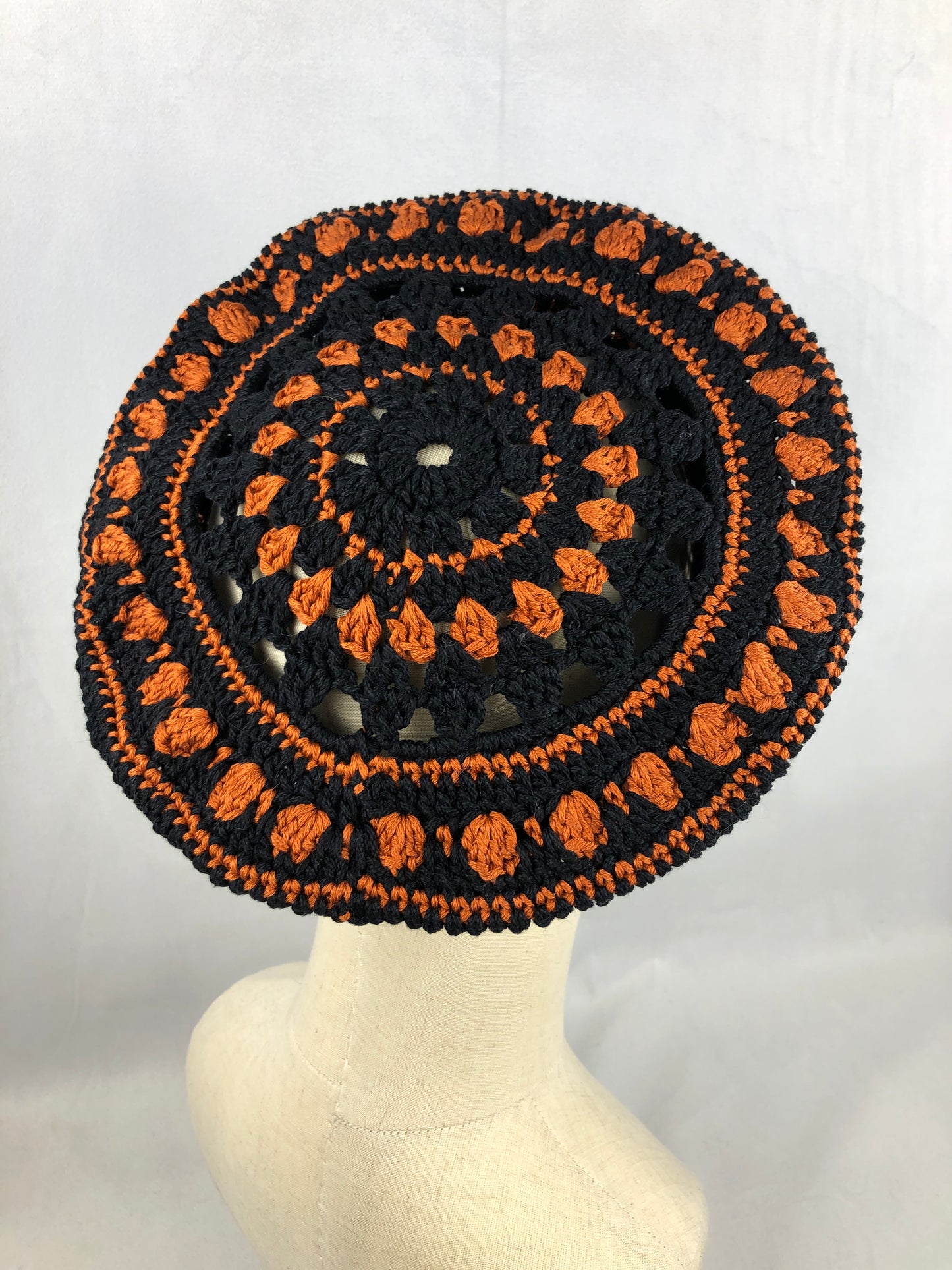 Black orange summer beret