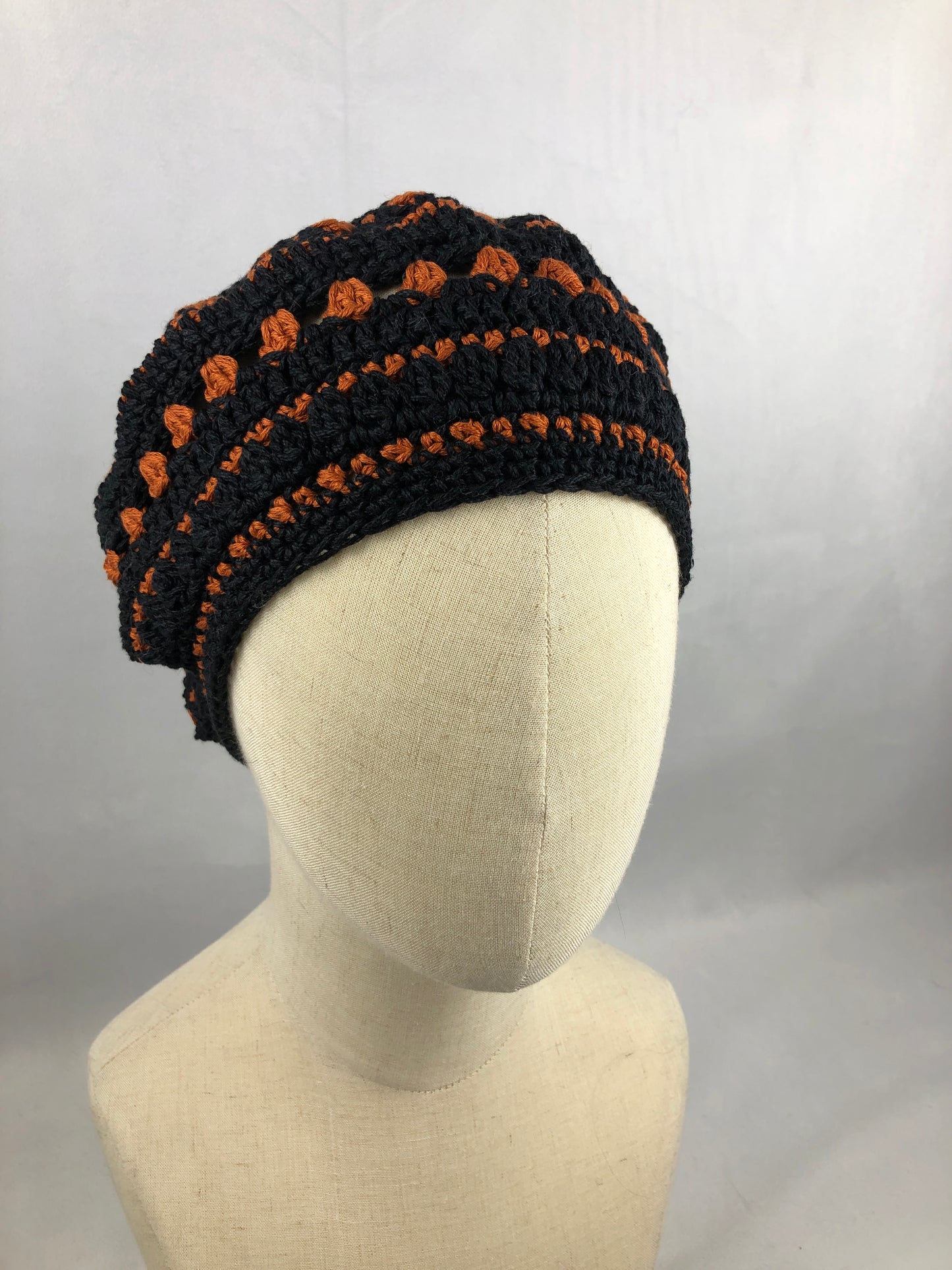 Black orange summer beret