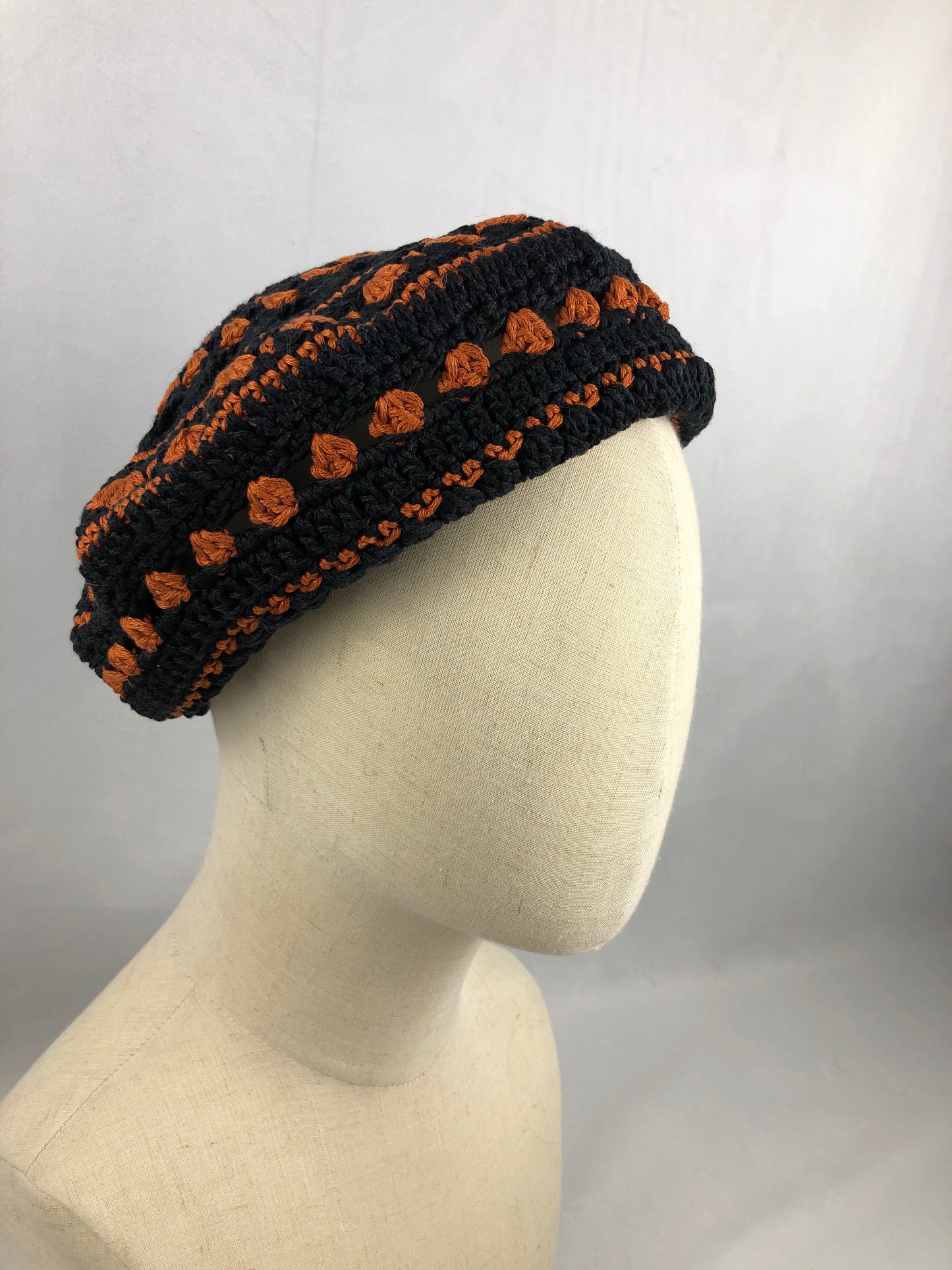 Black orange summer beret