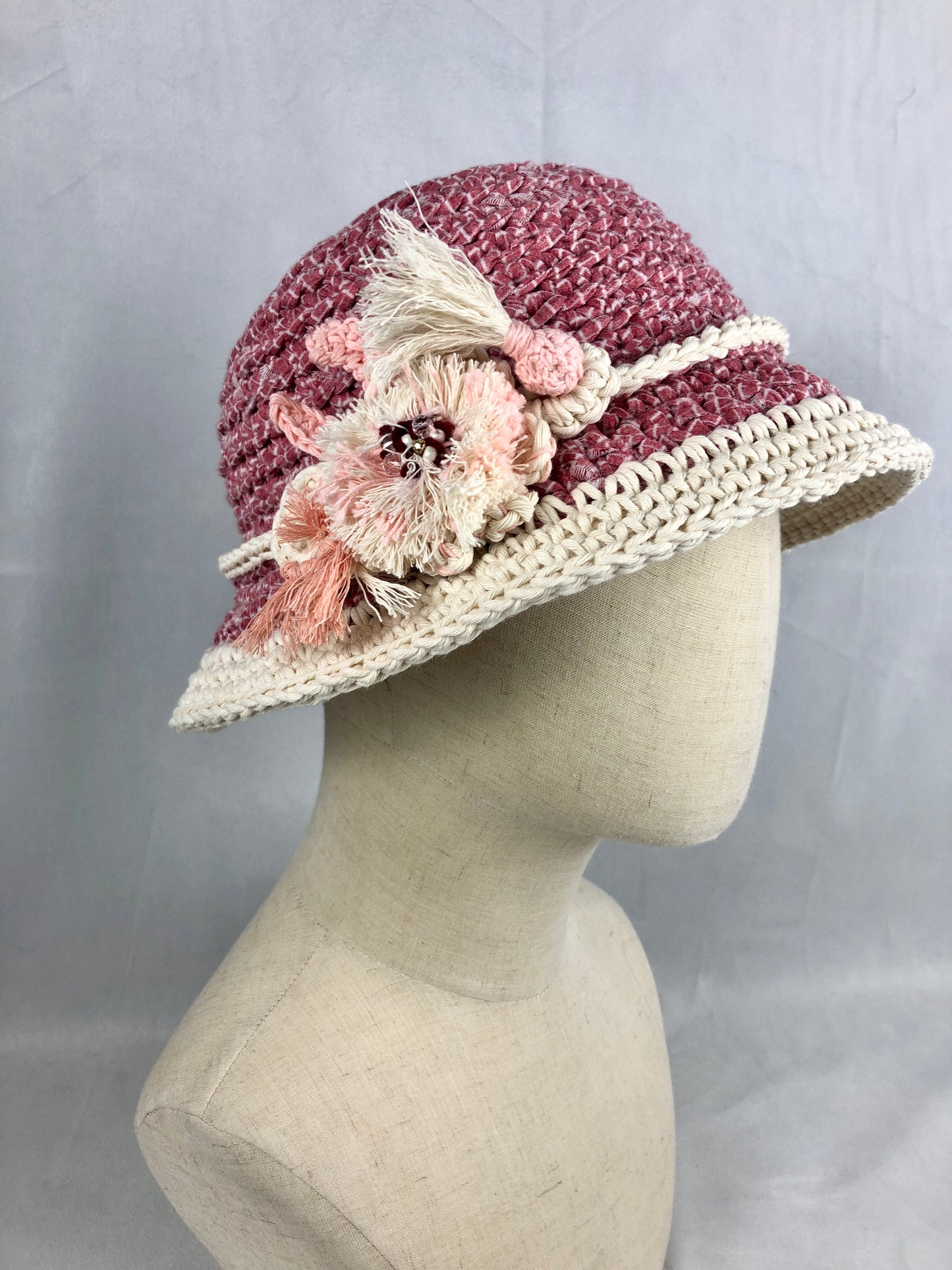 Pink cream sunhat/ bucket