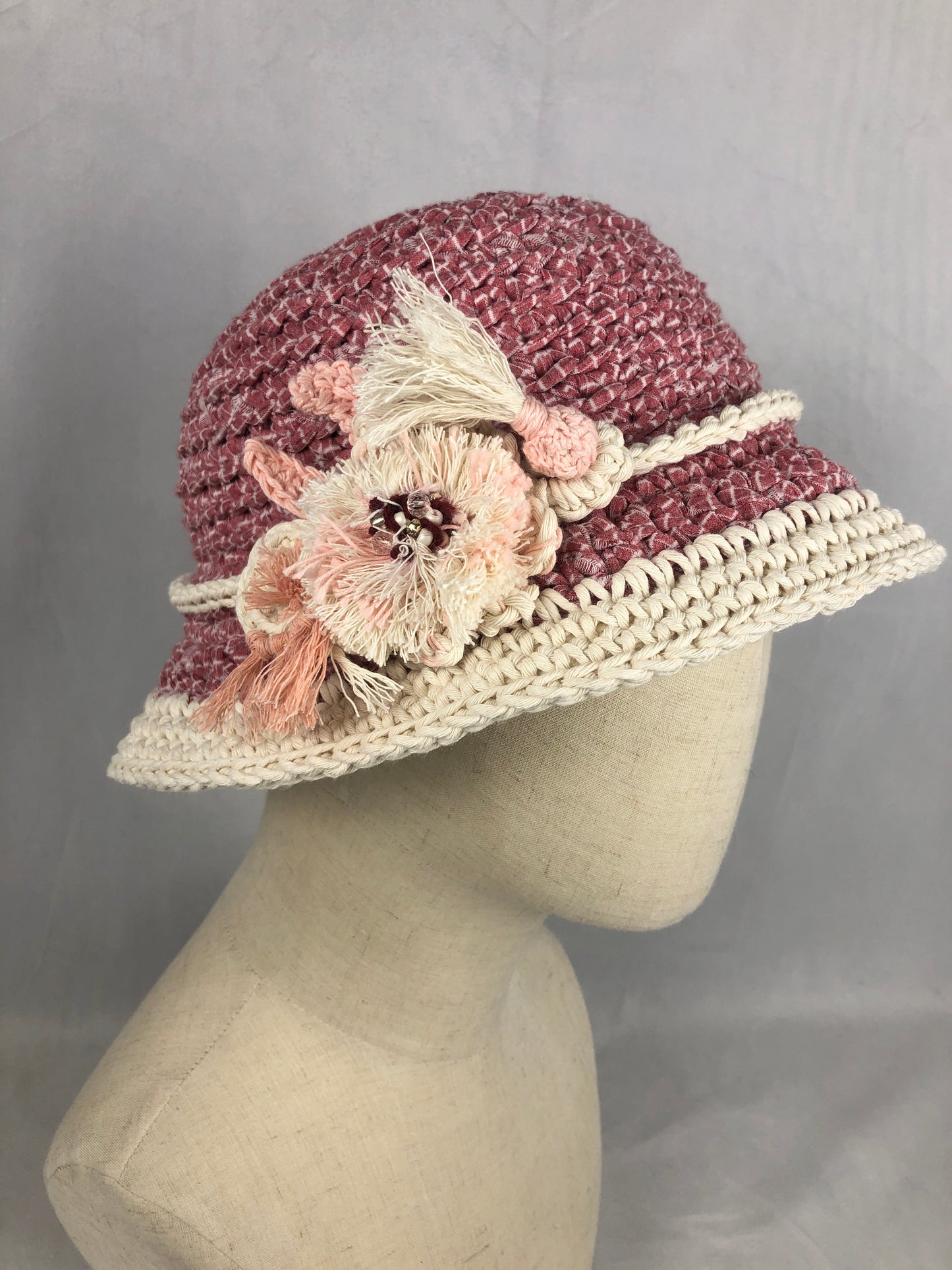 Pink cream sunhat/ bucket