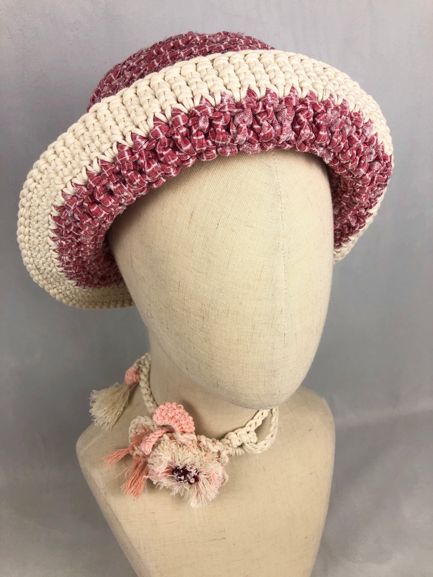 Pink cream sunhat/ bucket