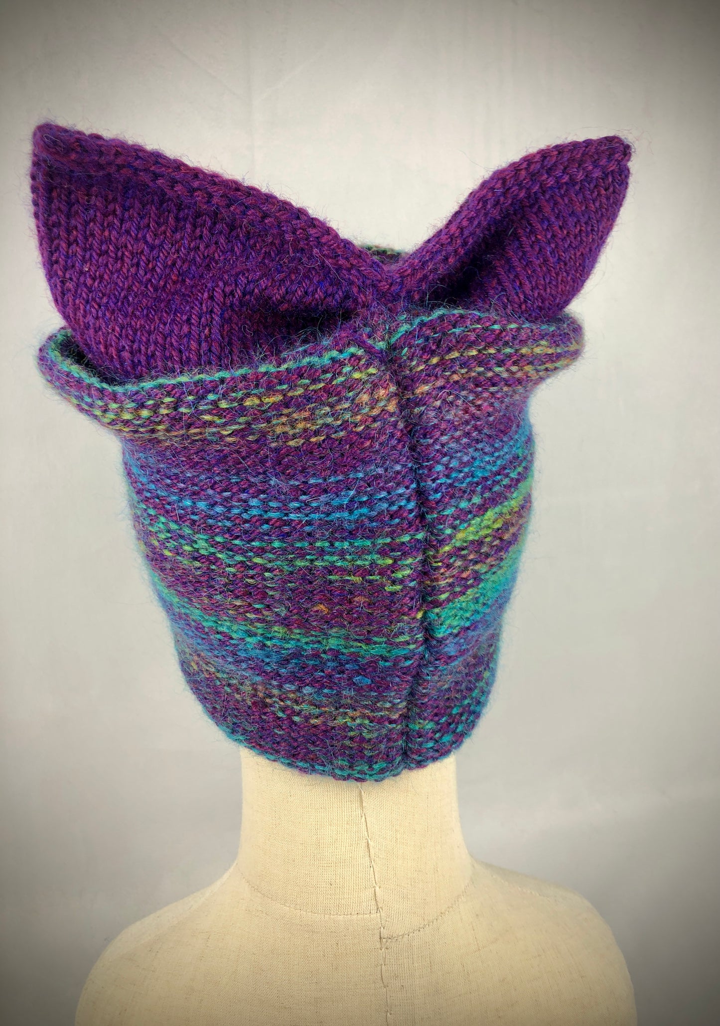 Purple rainbow bow cat hat