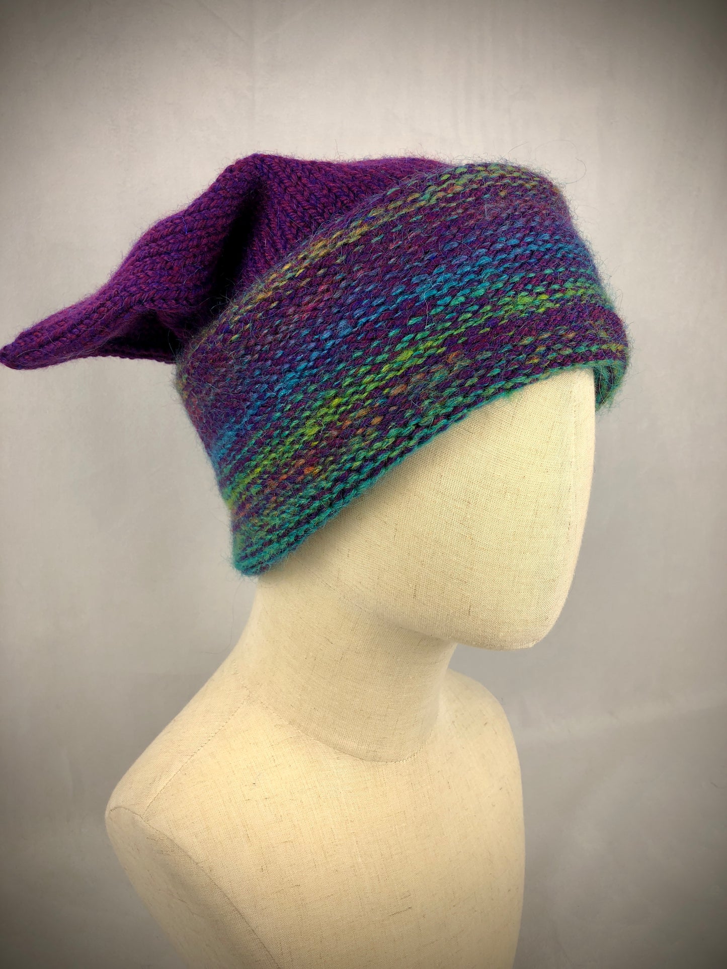 Purple rainbow bow cat hat