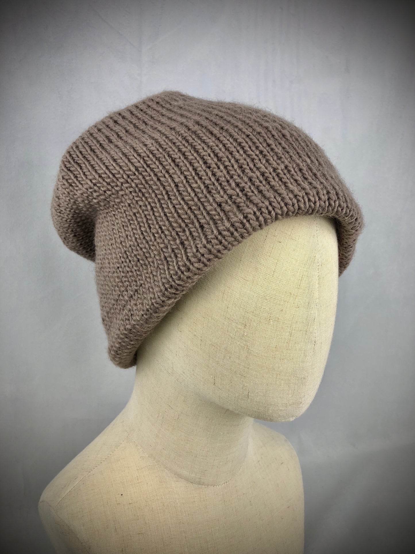 Grey brown red beanie toque