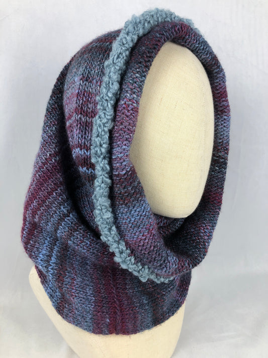 Maroon blue ski mask cowl scarf neck warmer