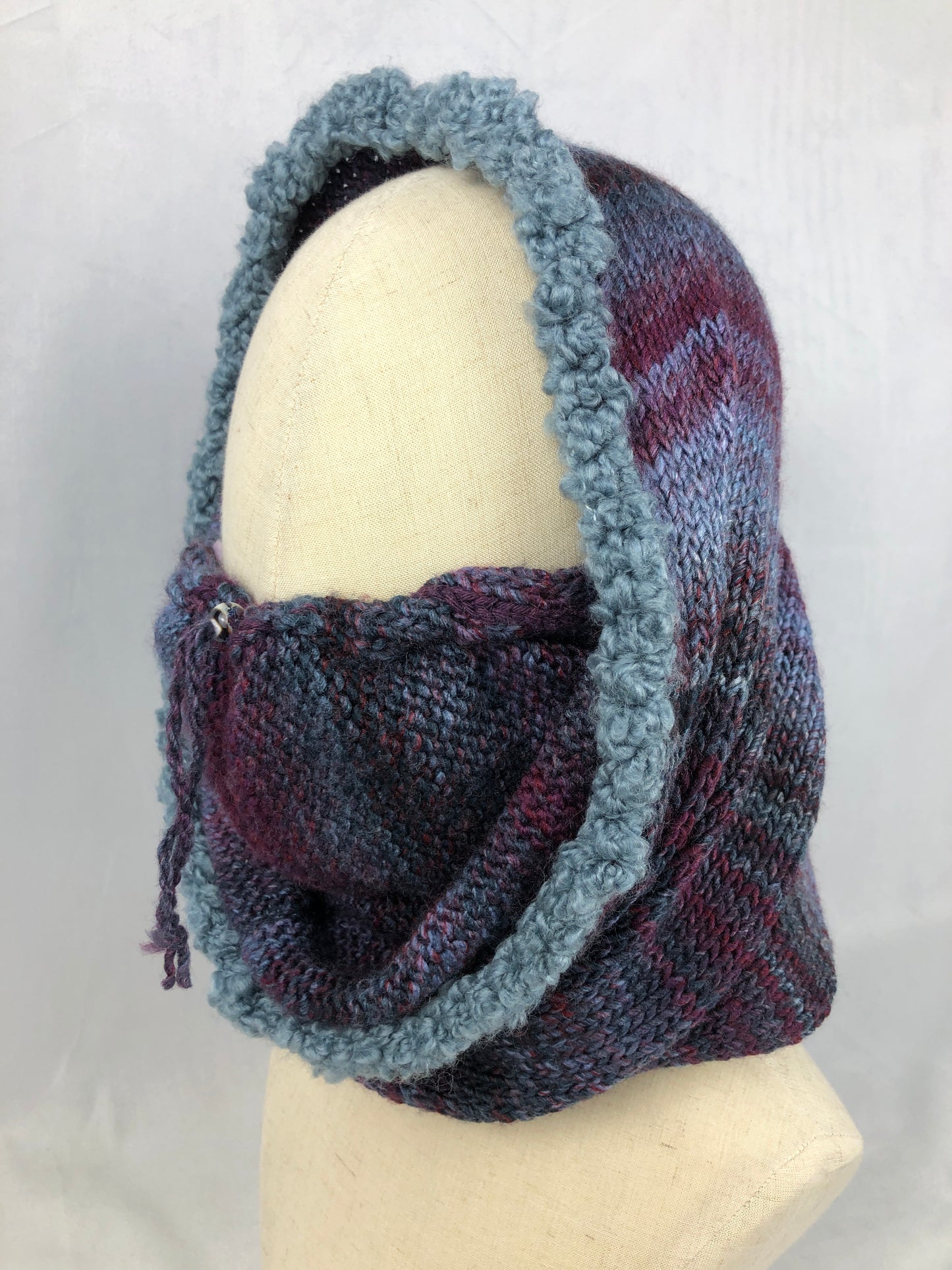 Maroon blue ski mask cowl scarf neck warmer
