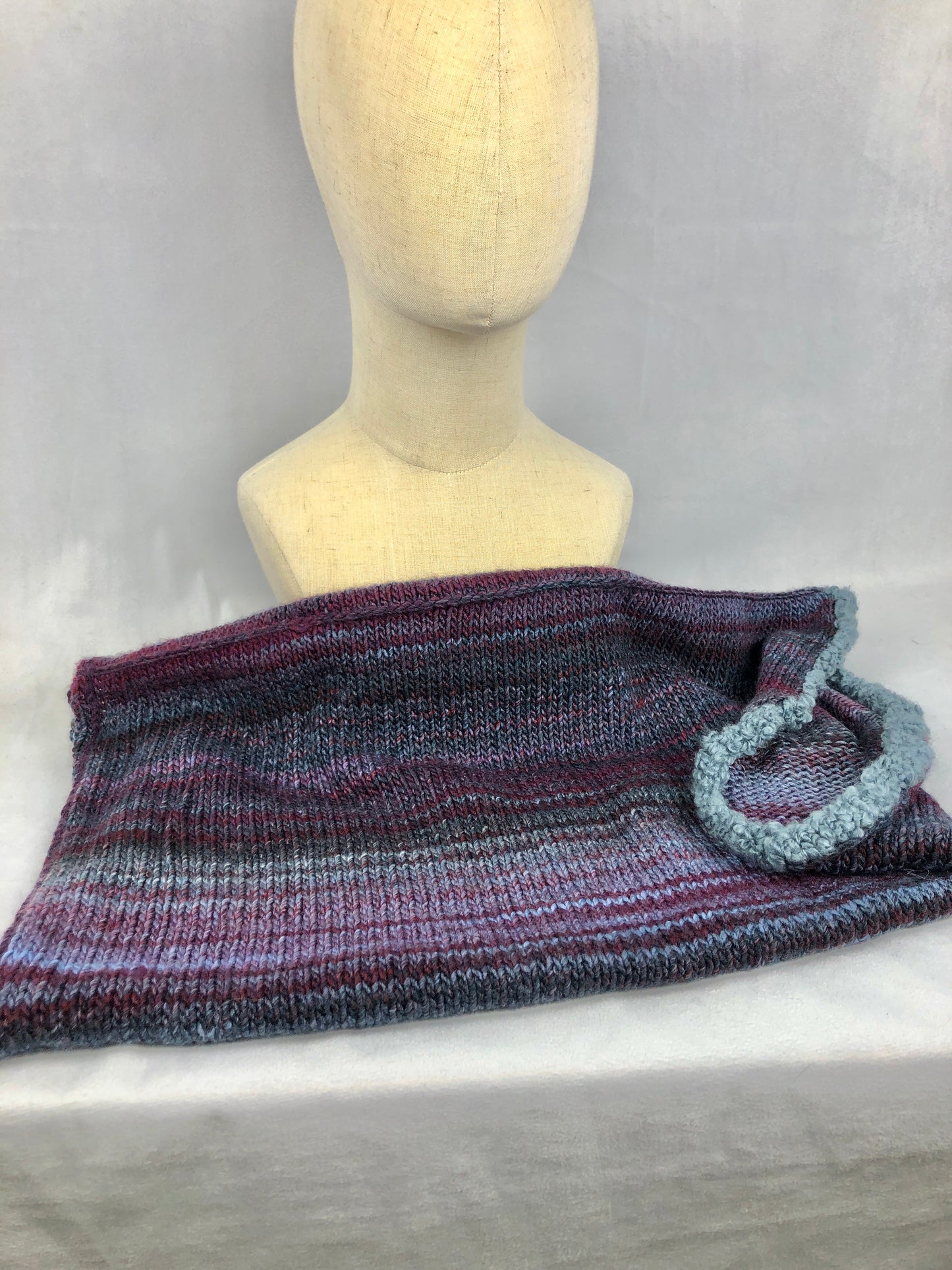 Maroon blue ski mask cowl scarf neck warmer