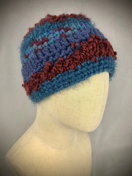 Blue red beanie toque