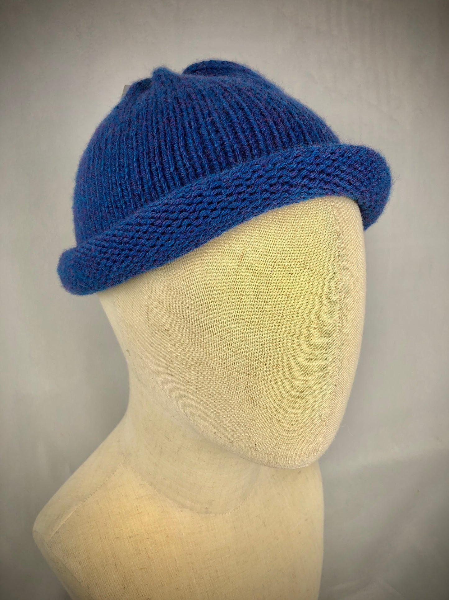 Blue wool beanie hat