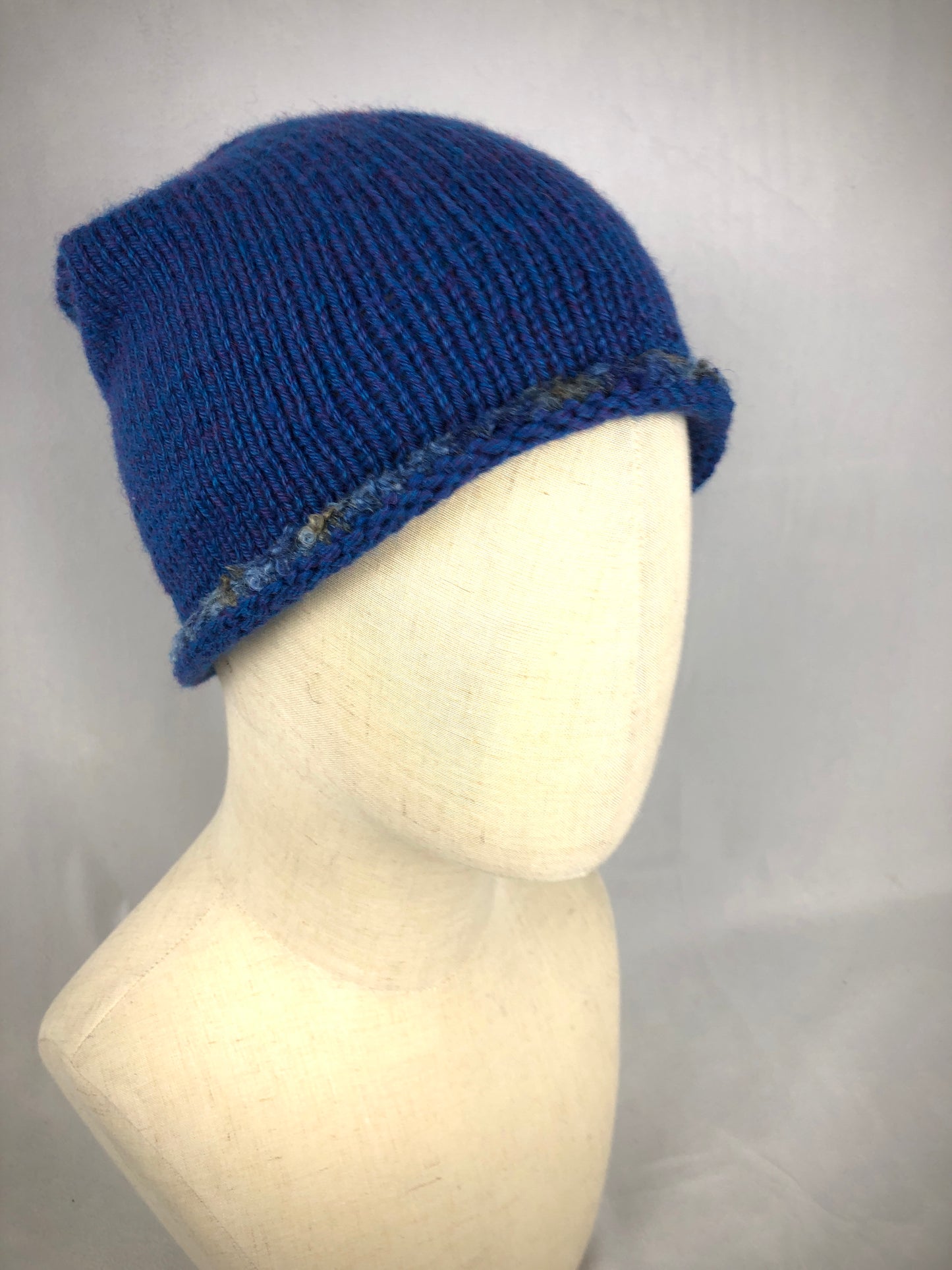 Blue wool beanie hat