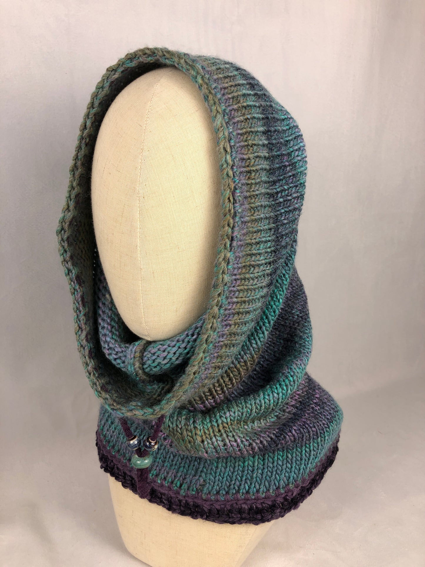 Teal blue grey purple neck warmer sky mask hood scarf