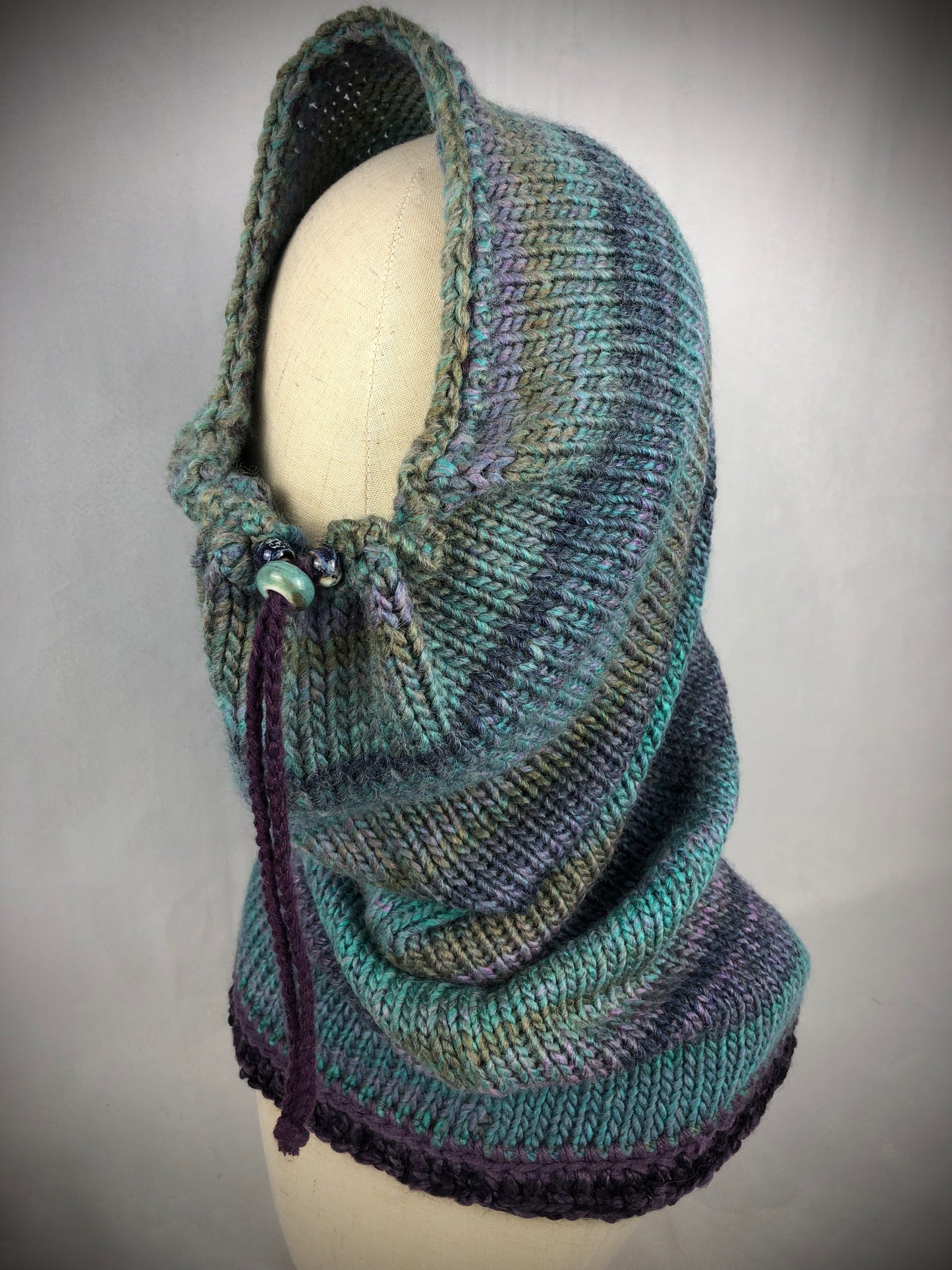 Teal blue grey purple neck warmer sky mask hood scarf