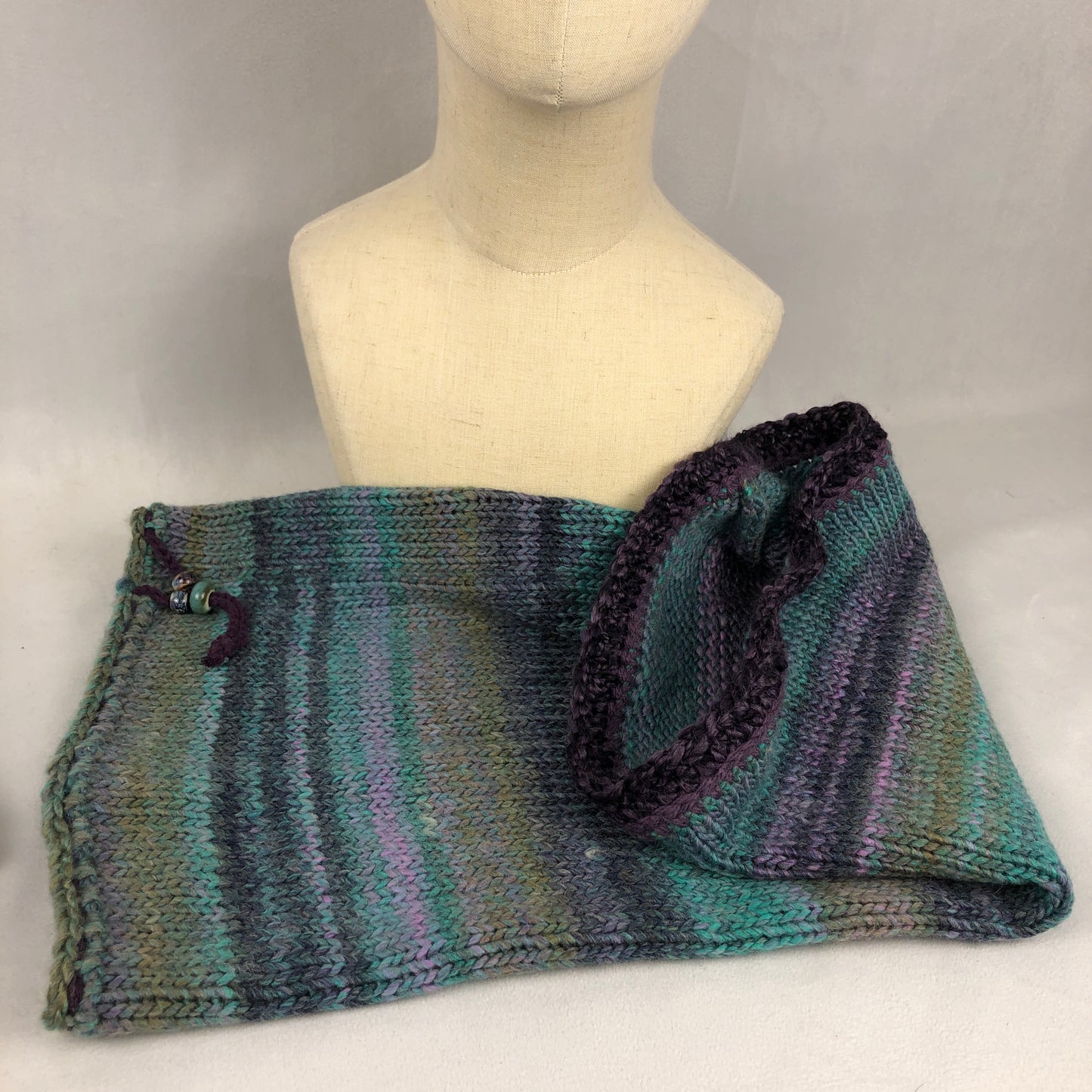 Teal blue grey purple neck warmer sky mask hood scarf