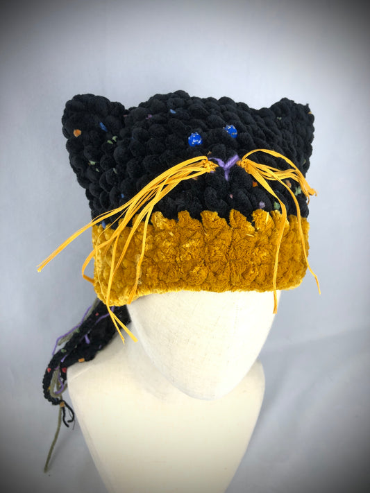 Black yellow cat  hat