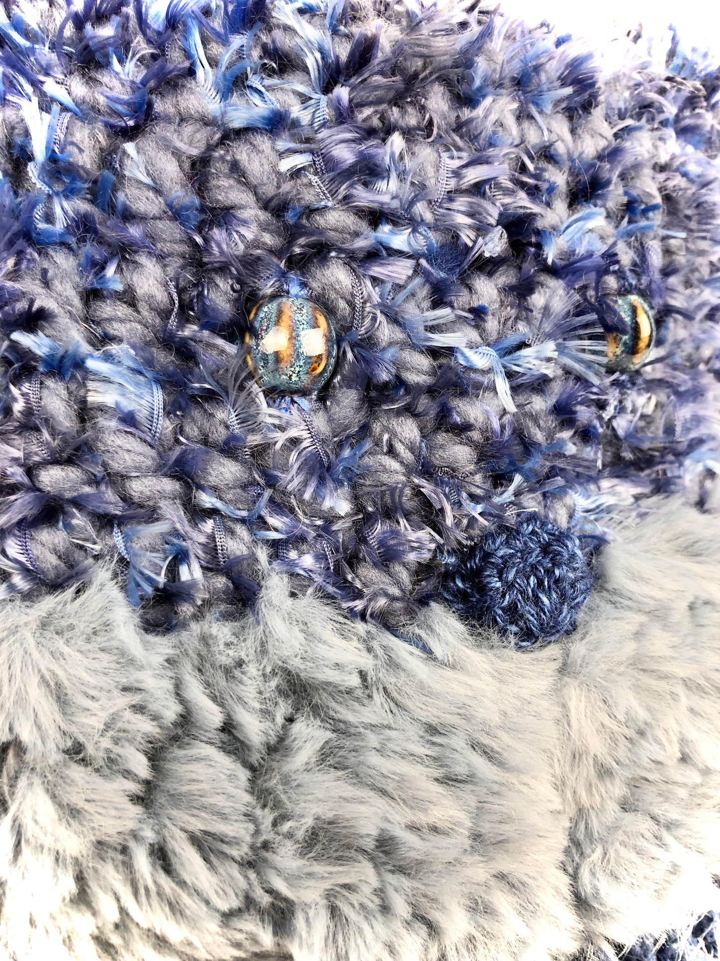Blue furry cat hat