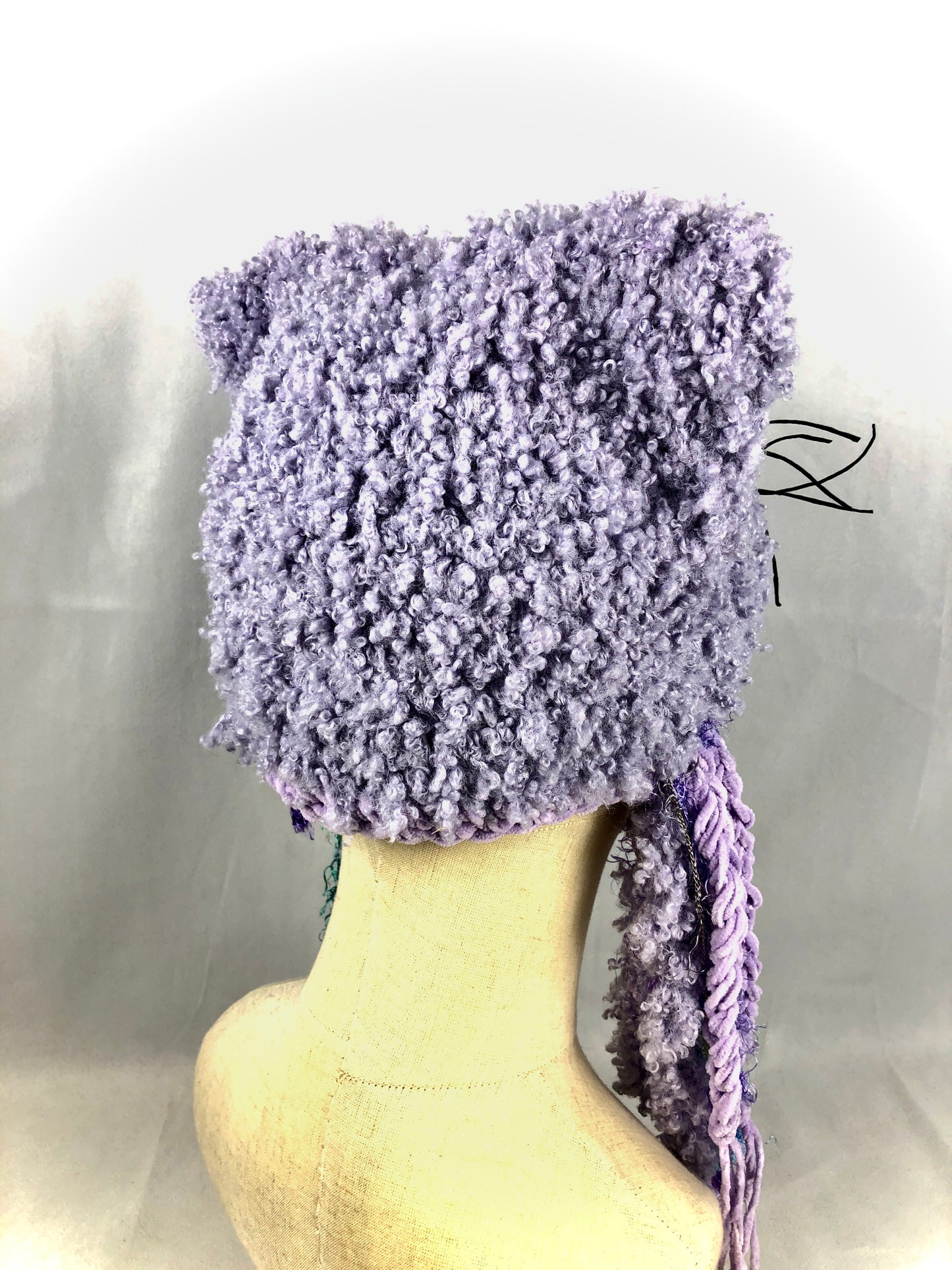 Lilac purple fuzzy cat hat