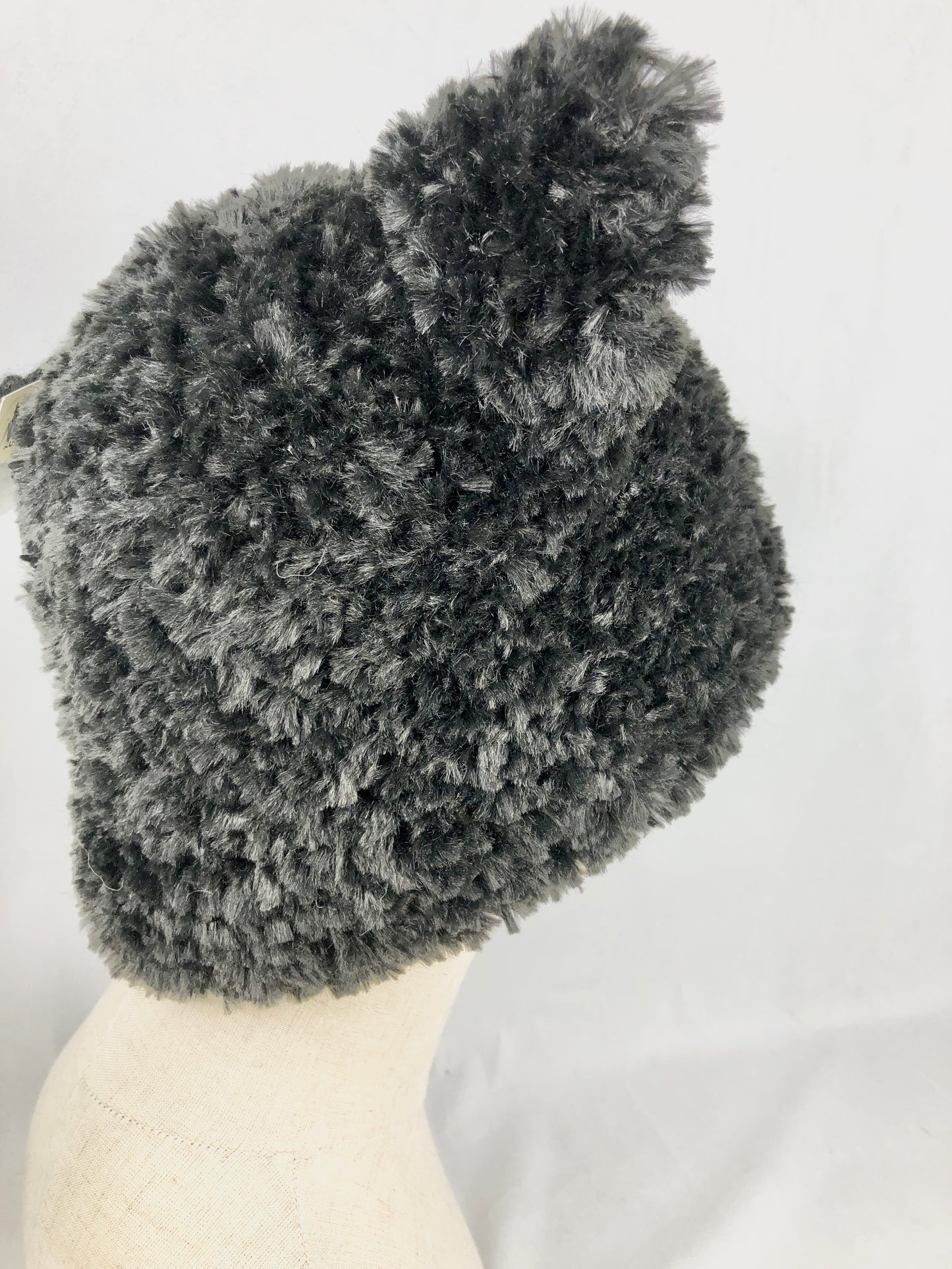 Black furry beanie cat hat