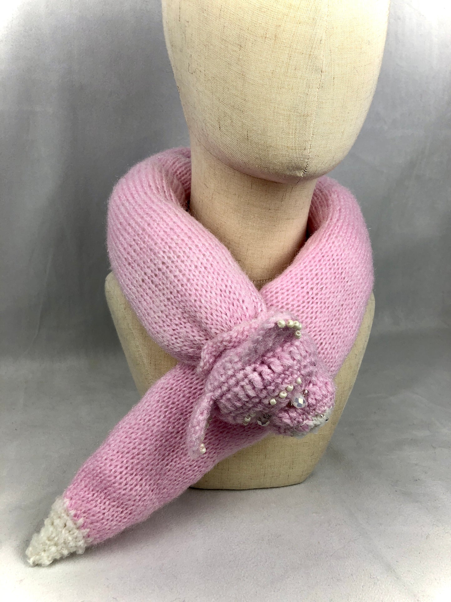 Pink collar cat scarf