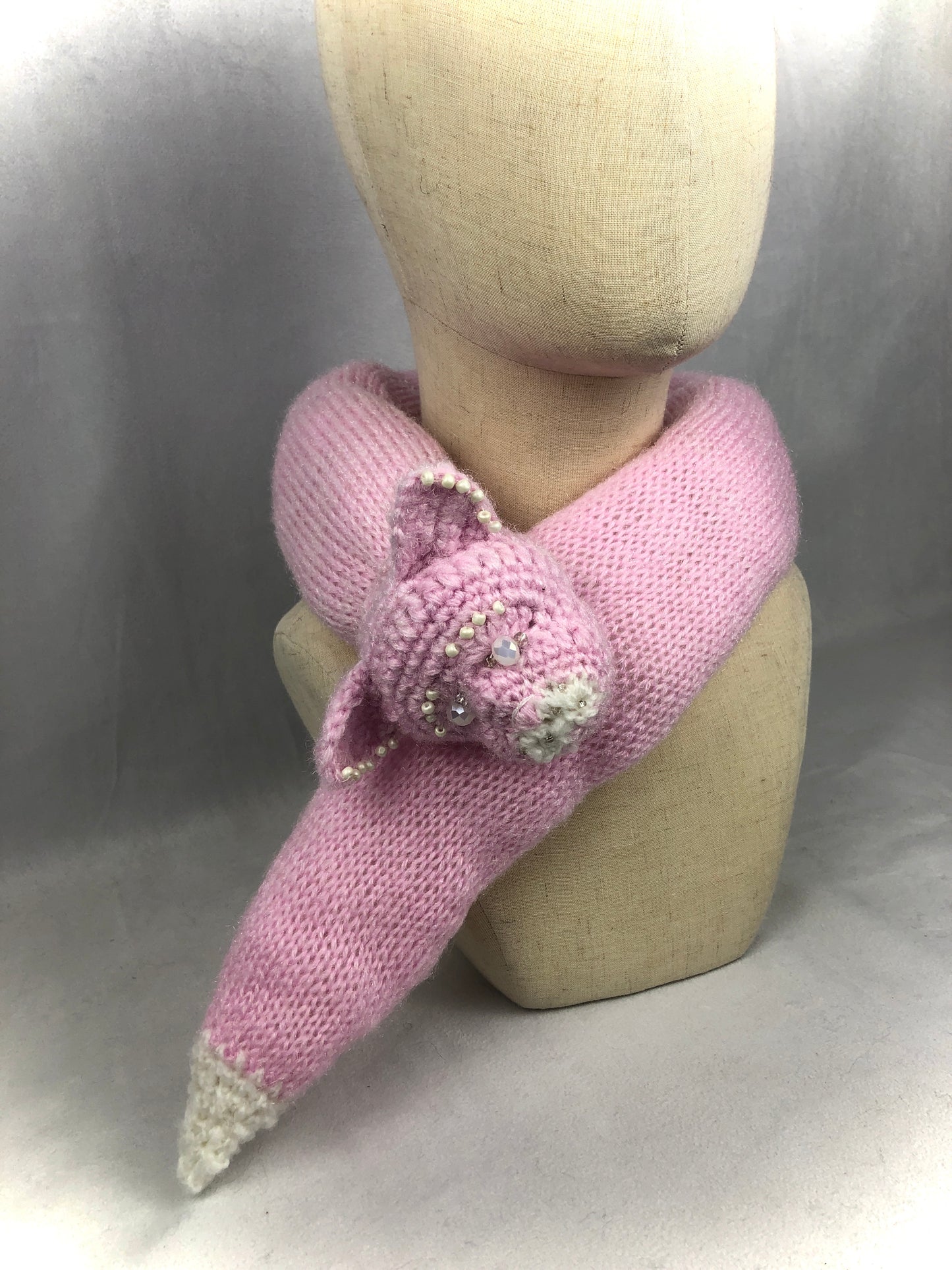 Pink collar cat scarf
