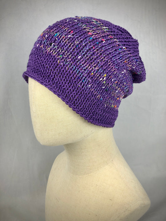 Purple roll up beanie summer toque