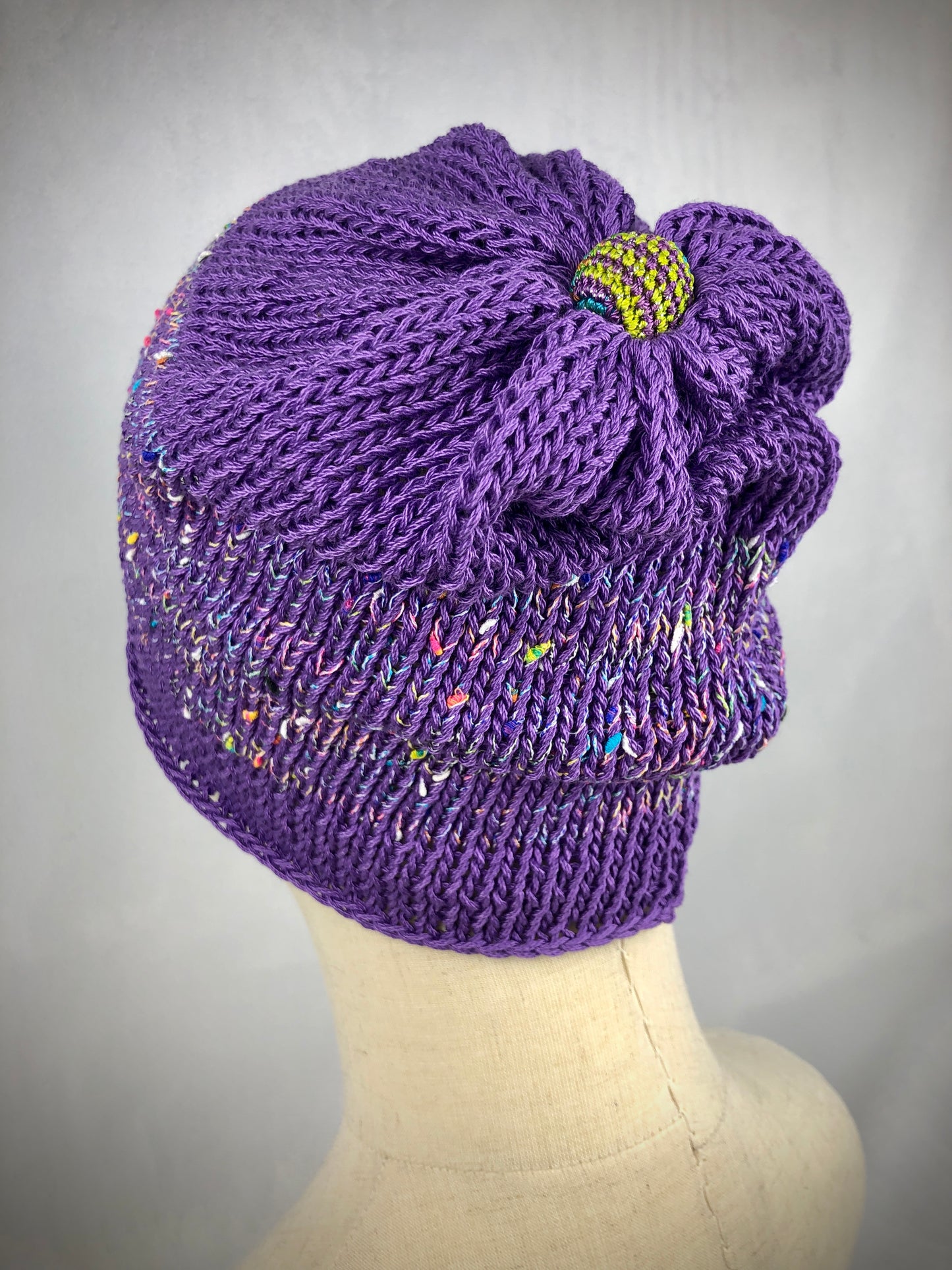 Purple roll up beanie summer toque