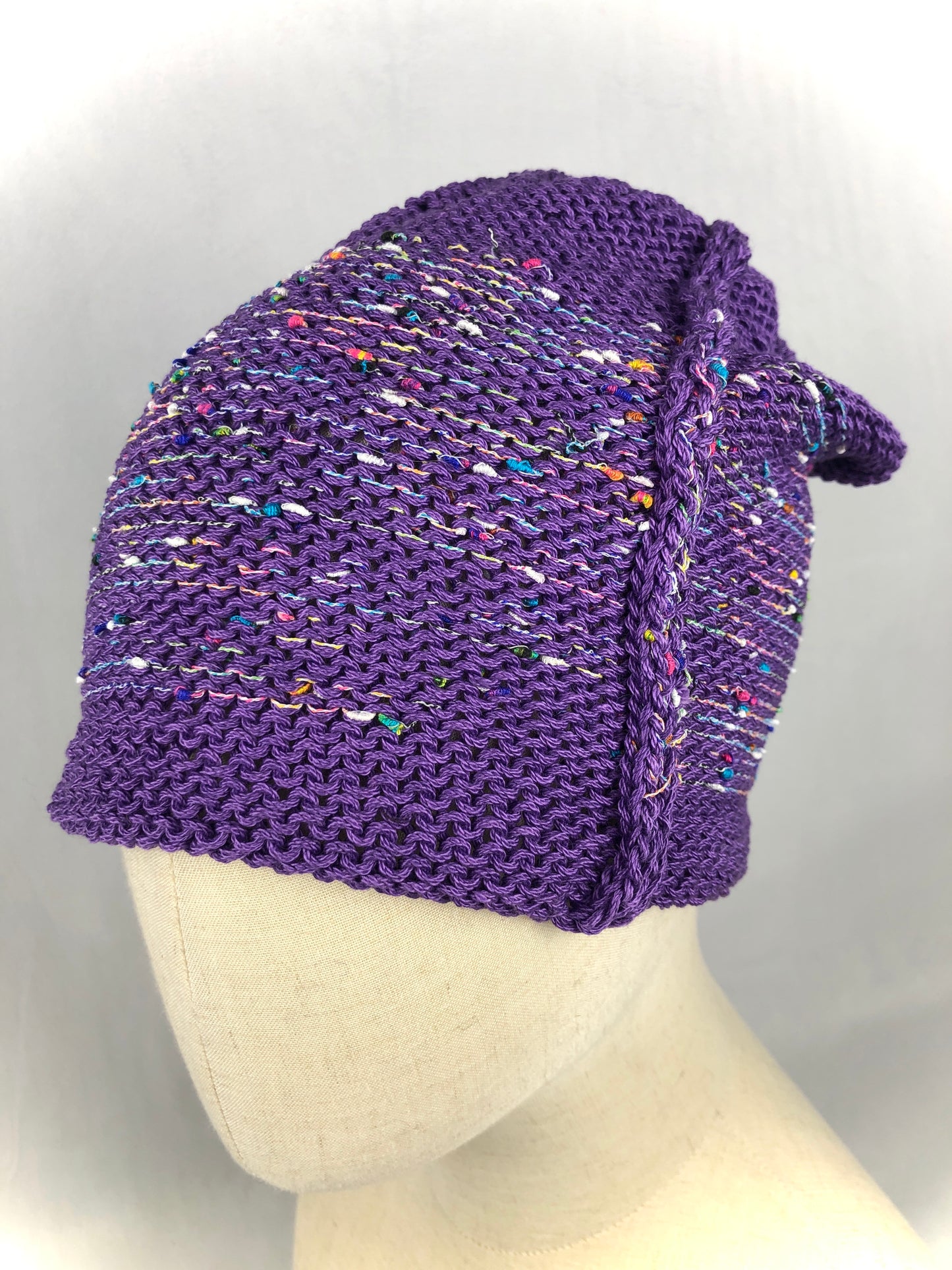 Purple roll up beanie summer toque