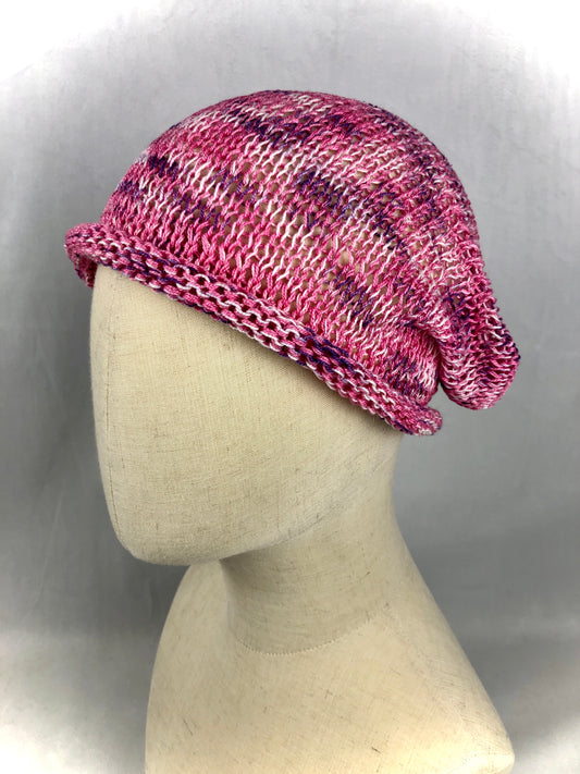 Pink purple cotton slouchy beanie toque