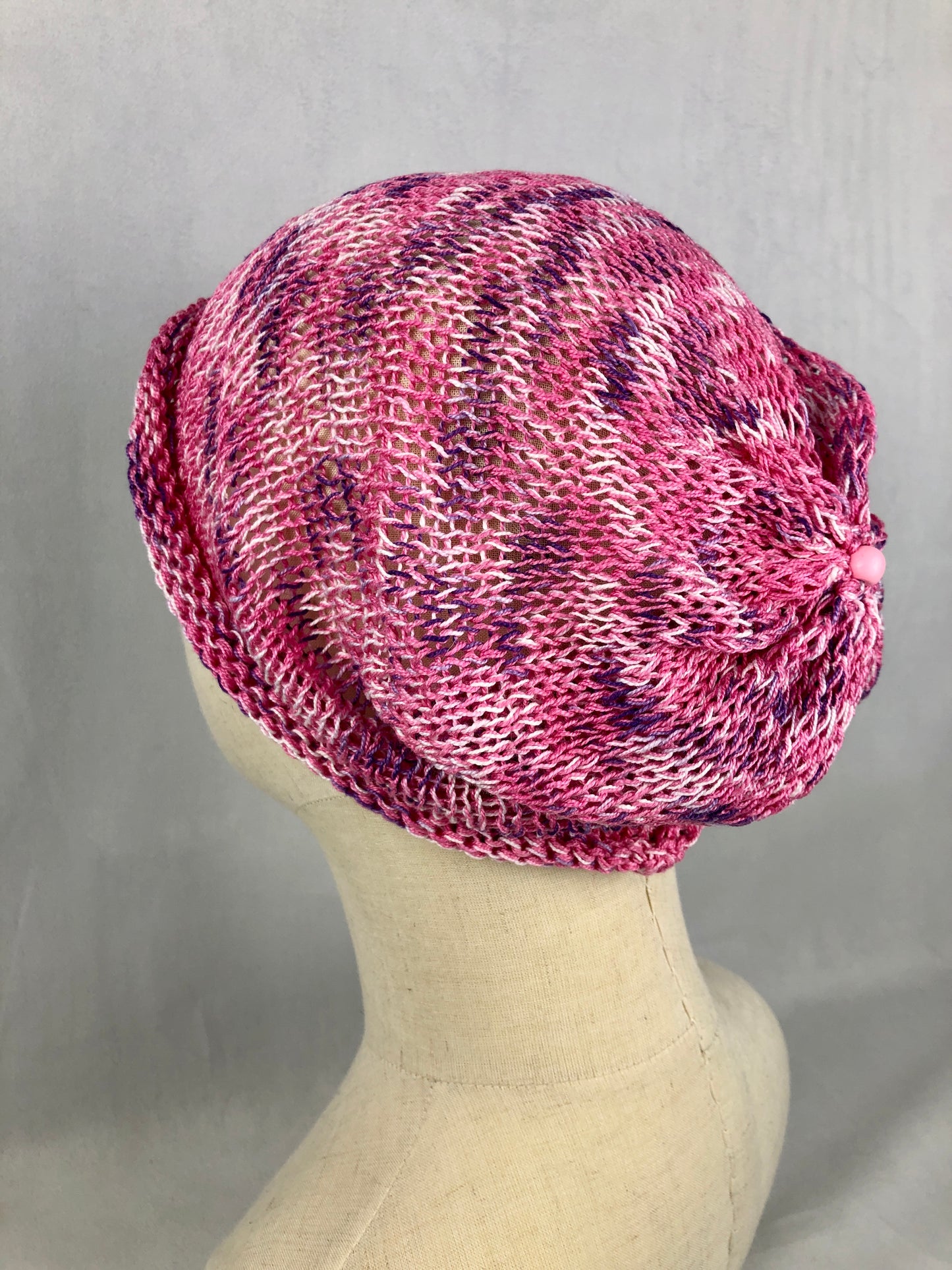 Pink purple cotton slouchy beanie toque