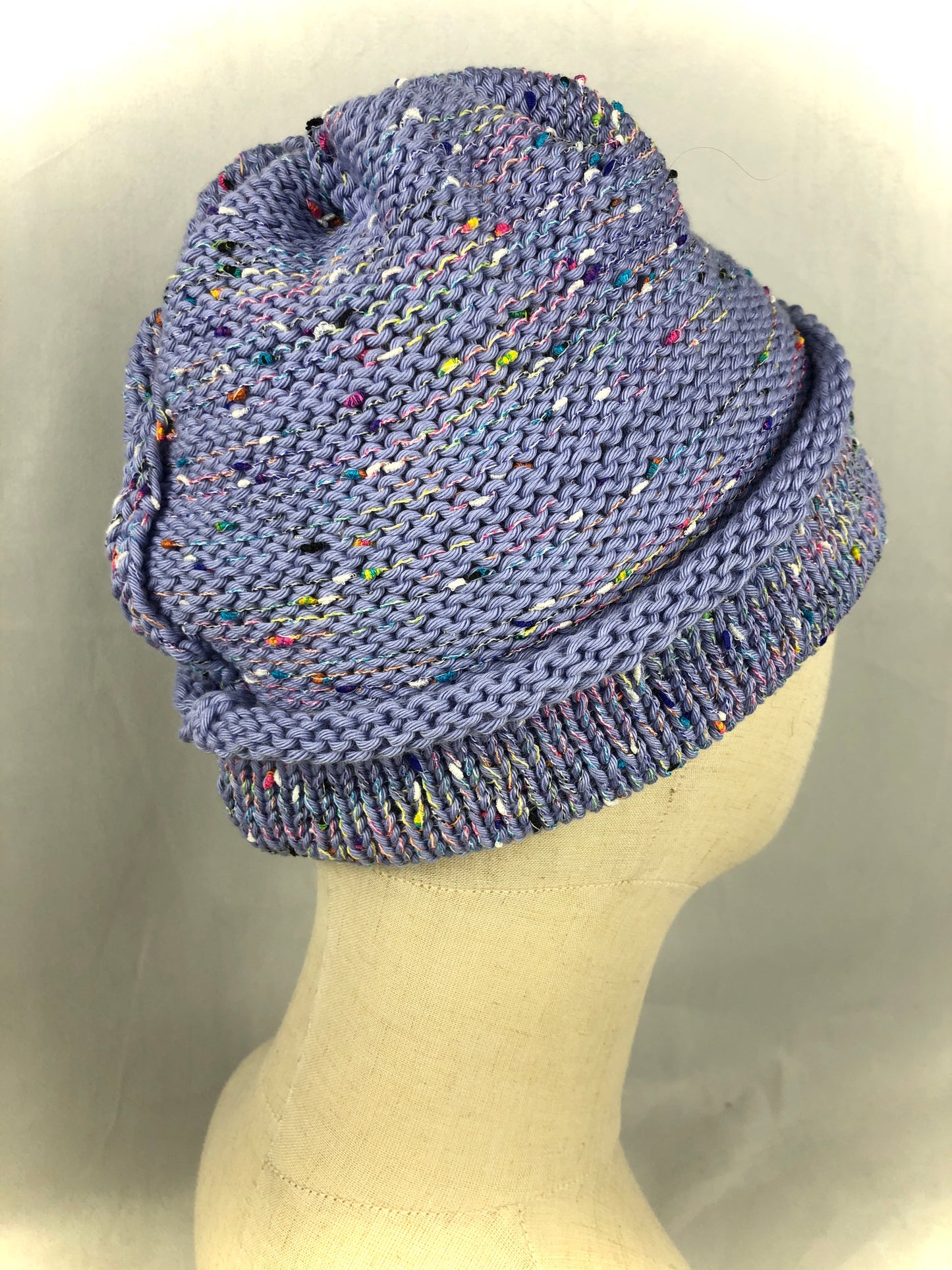 Lilac blue cotton beanie hat