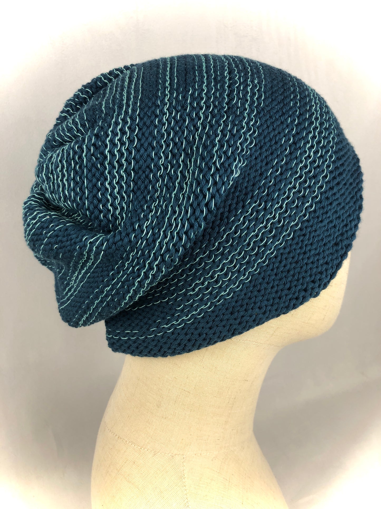 Sea blue cotton slouchy beanie hat