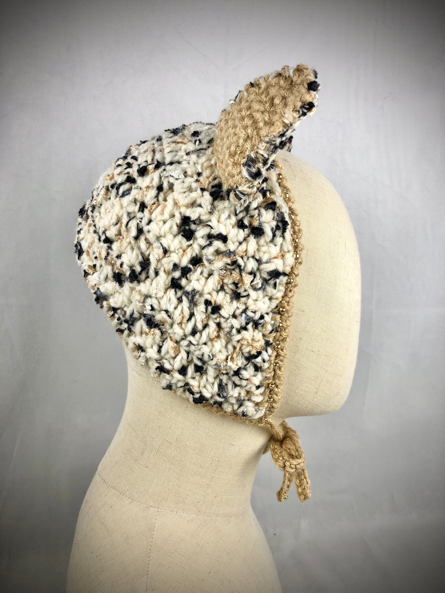 Golden beige cat bonnet style headband