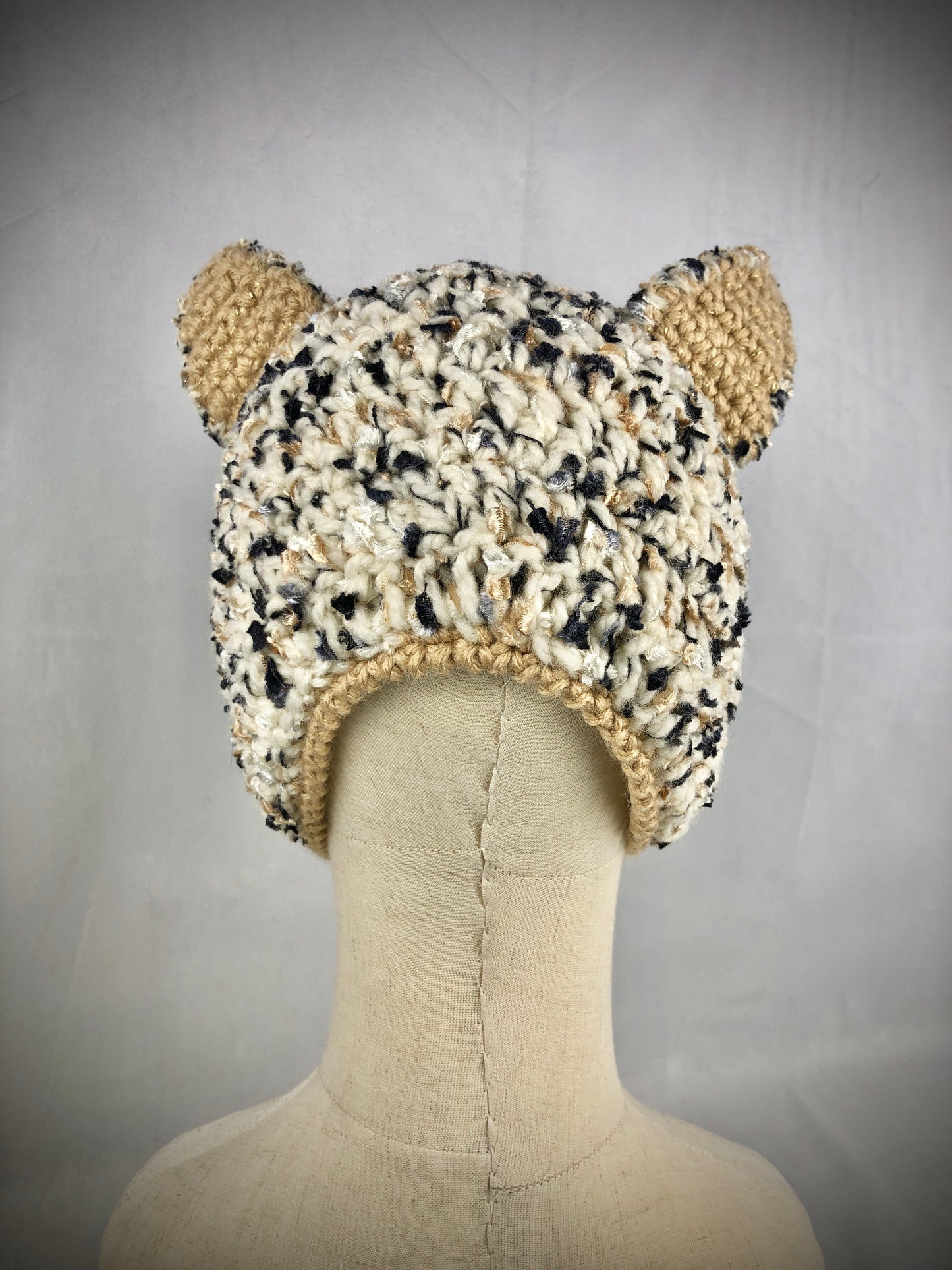 Golden beige cat bonnet style headband