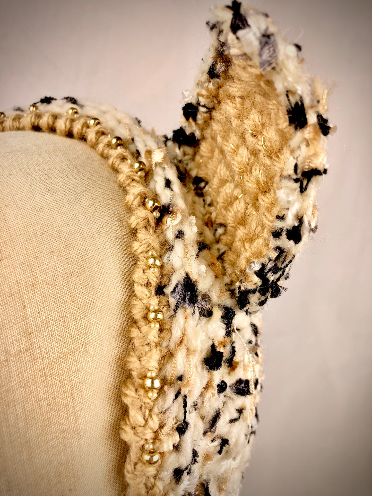 Golden beige cat bonnet style headband