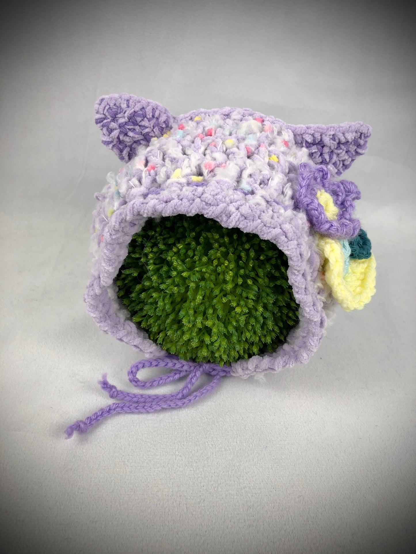 Purple baby cat bonnet hat