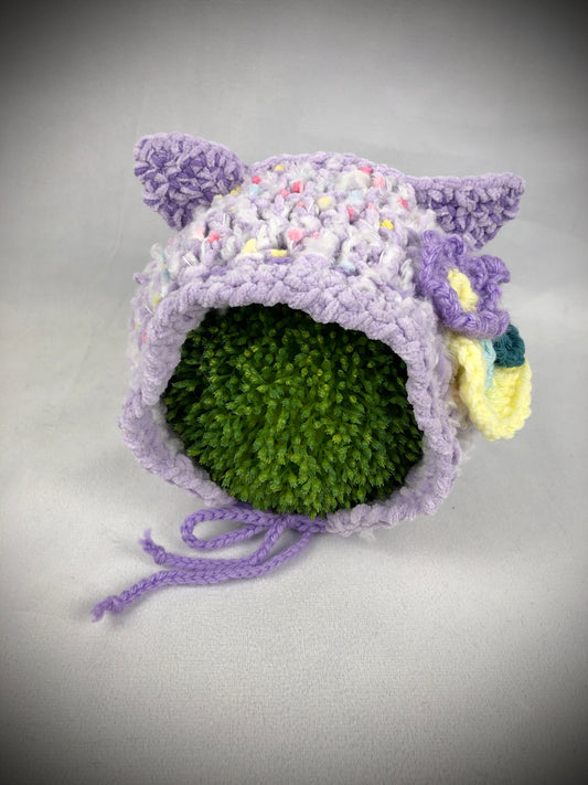 Purple baby cat bonnet hat
