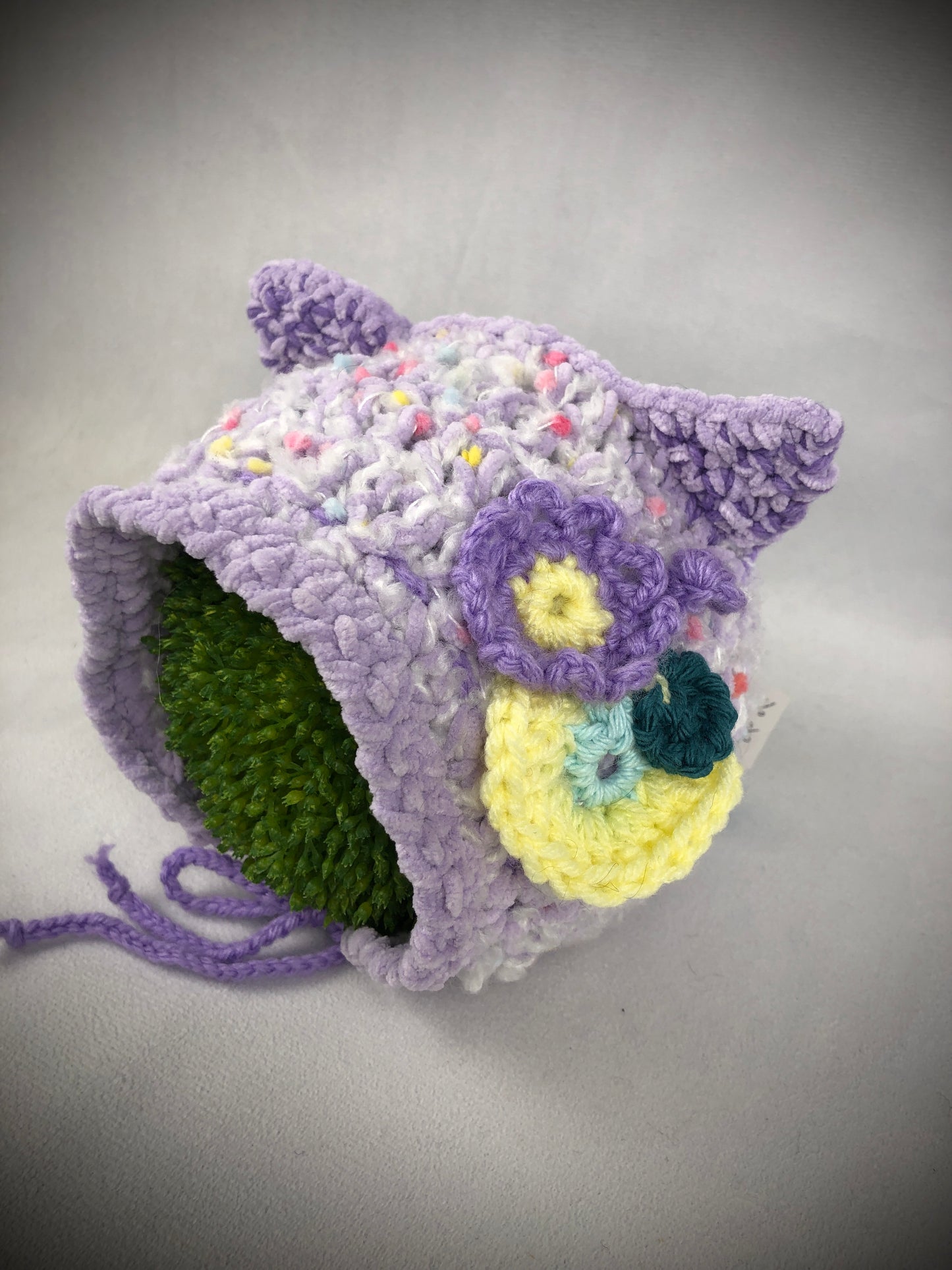 Purple baby cat bonnet hat