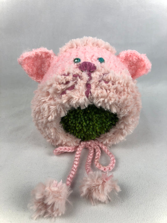 Pink baby bonnet style cat hat