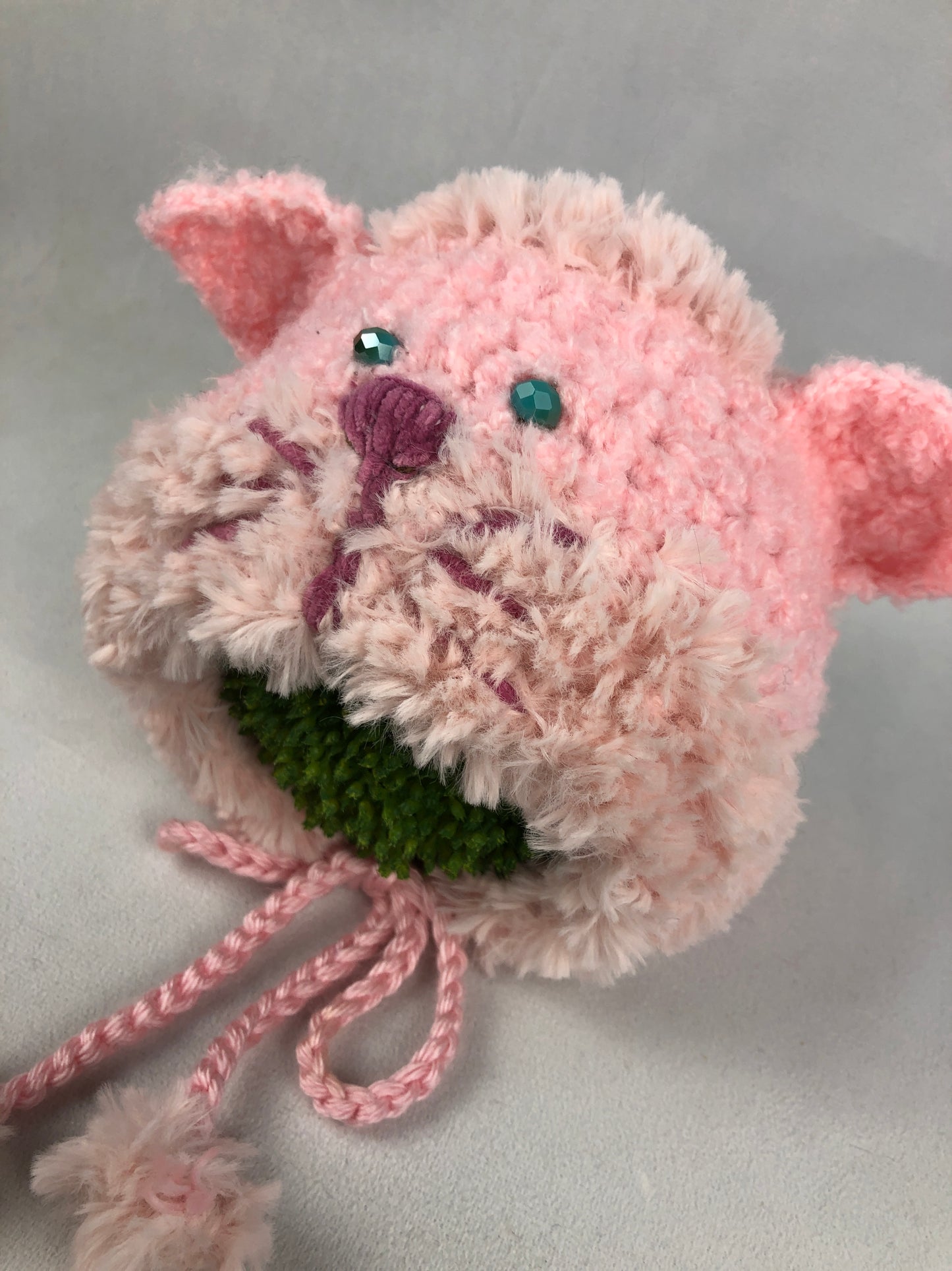 Pink baby bonnet style cat hat