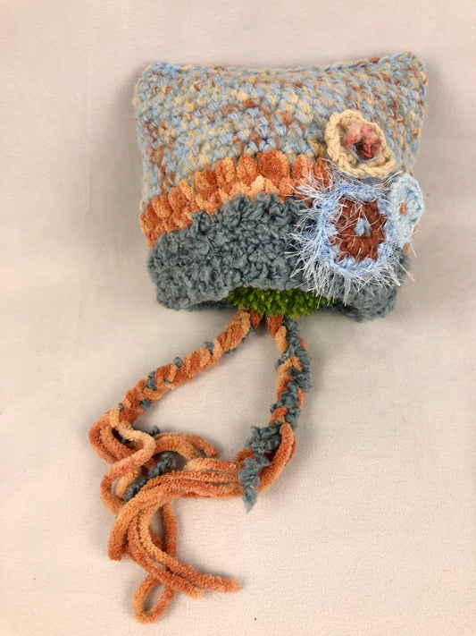 Blue brown cat beanie toque
