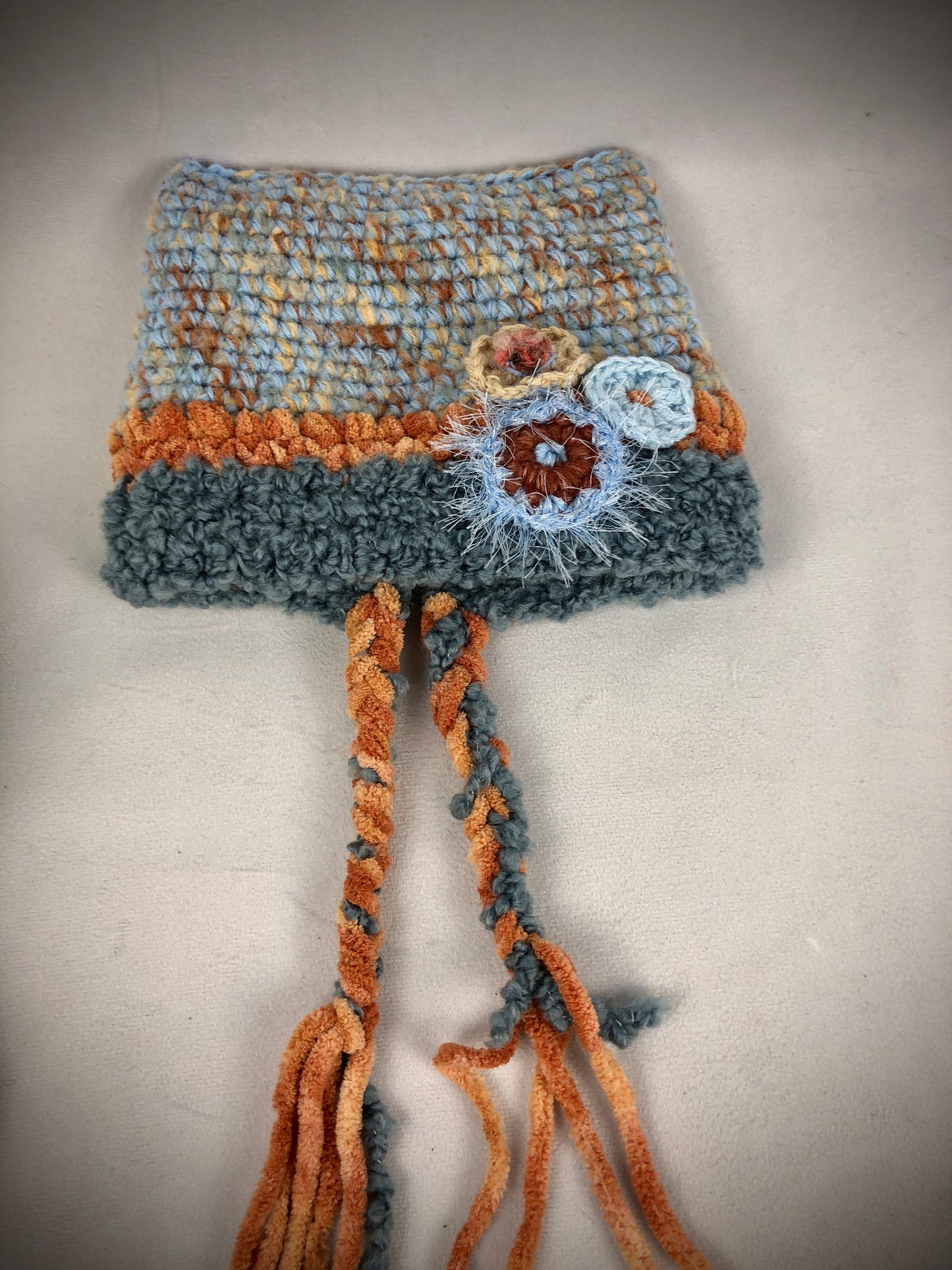 Blue brown cat beanie toque