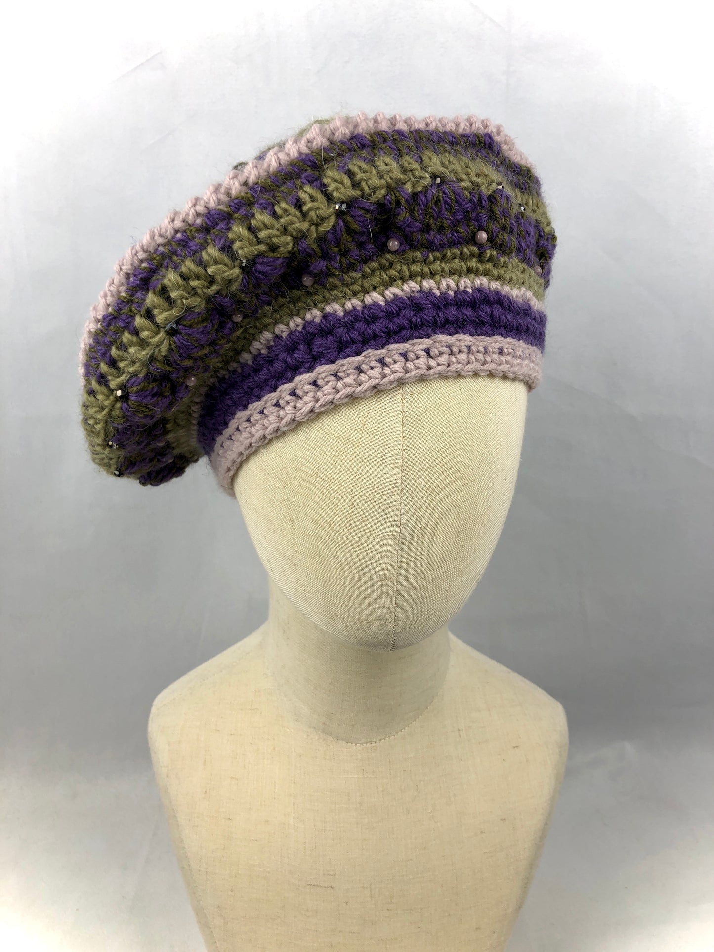 Green purple gems beret