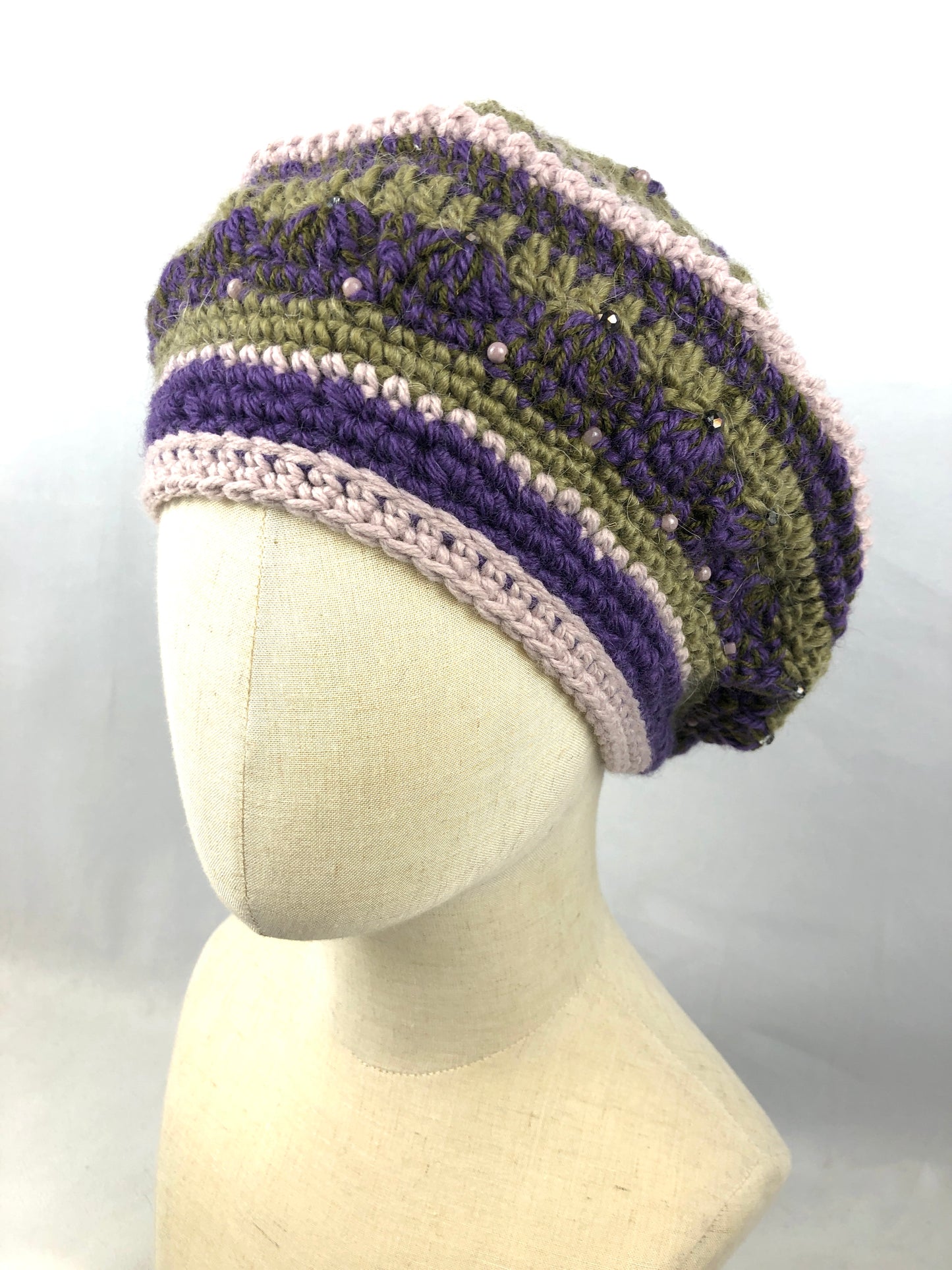 Green purple gems beret