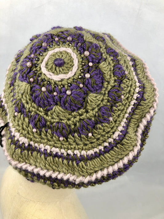 Green purple gems beret