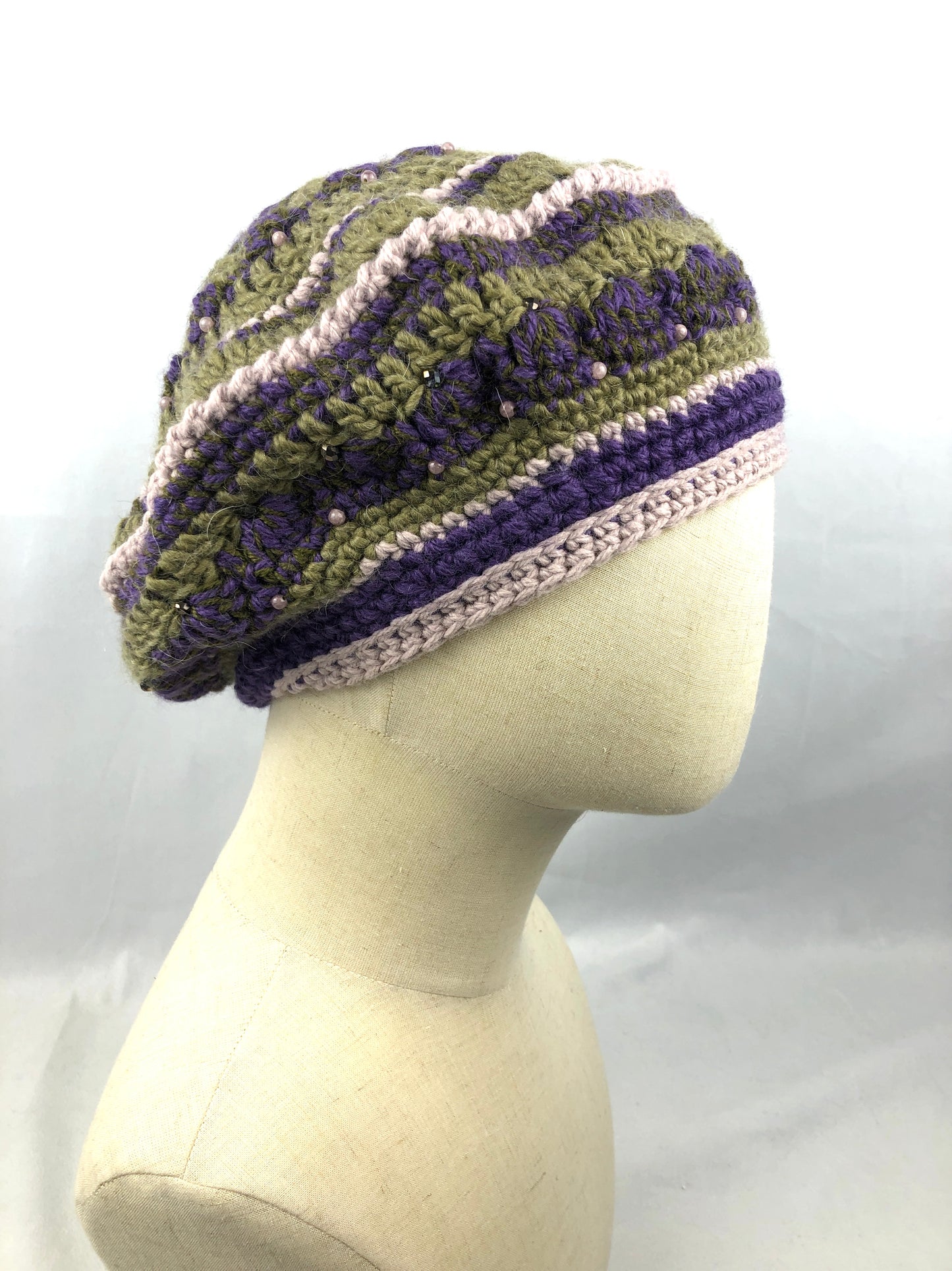 Green purple gems beret