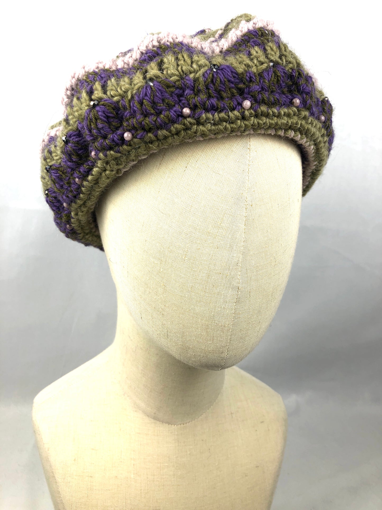 Green purple gems beret