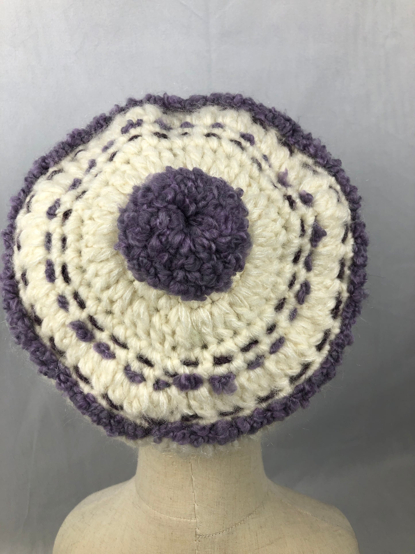 White purple amethyst earflaps beret