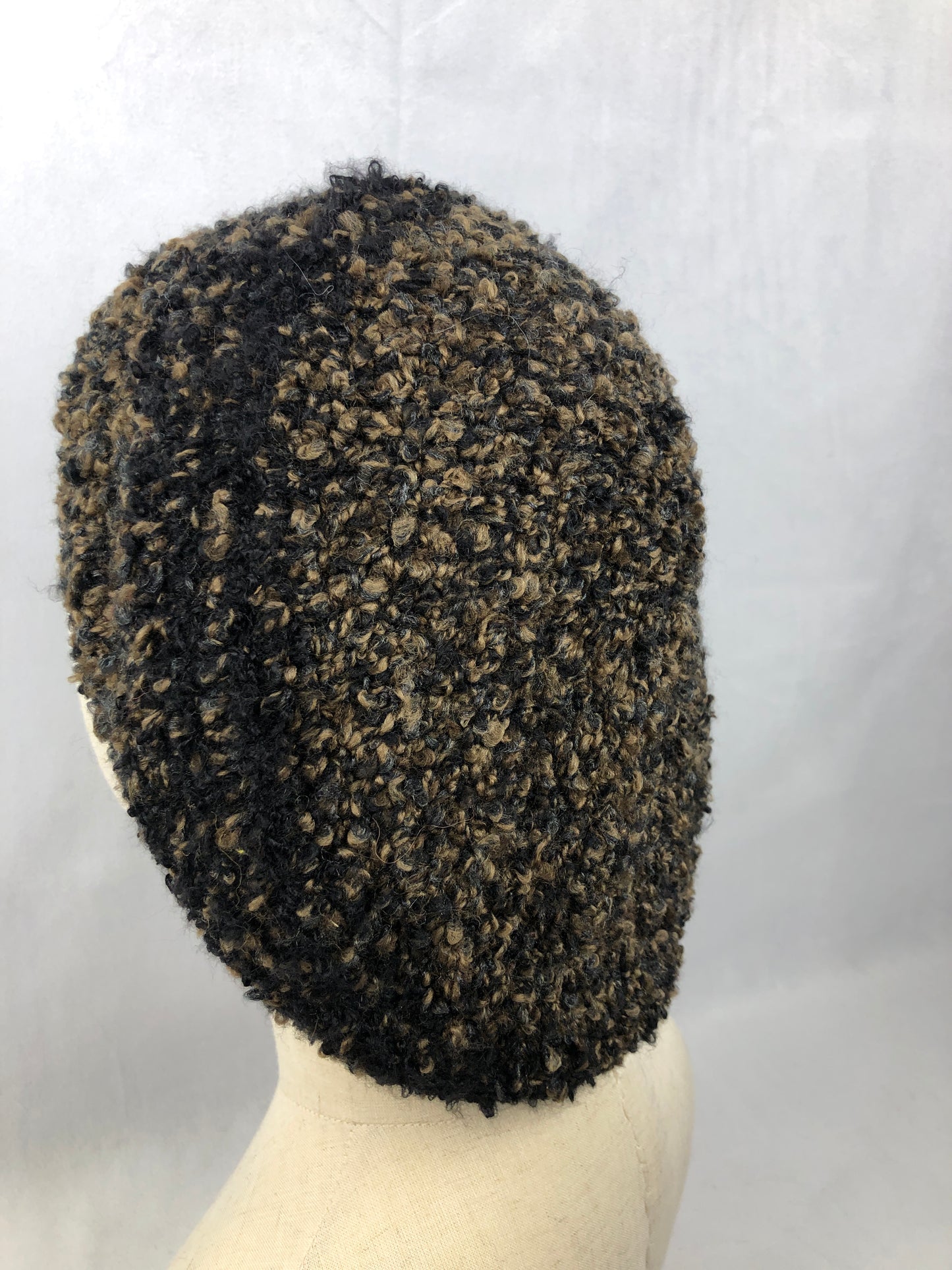 Brown black bouclé beret